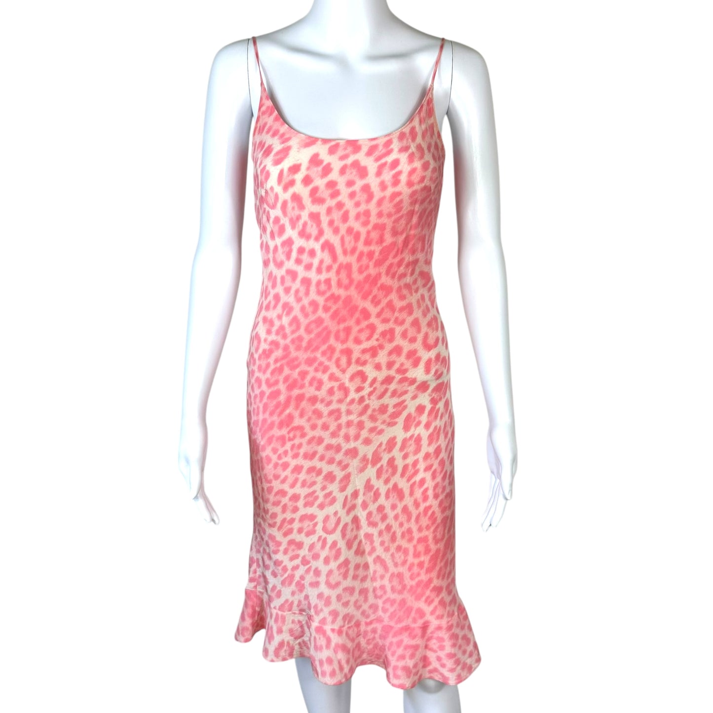 Moschino Pink Leopard Print Silk Slip Dress
