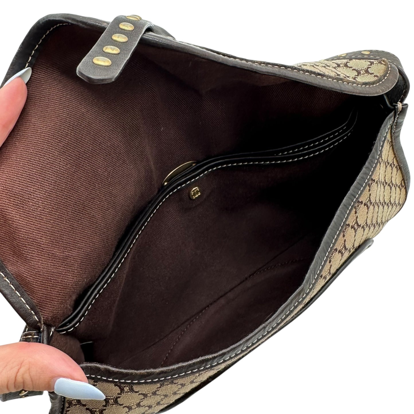 Celine Tan Small Triomphe Monogram Poulbot Bag - Outfit Repeater