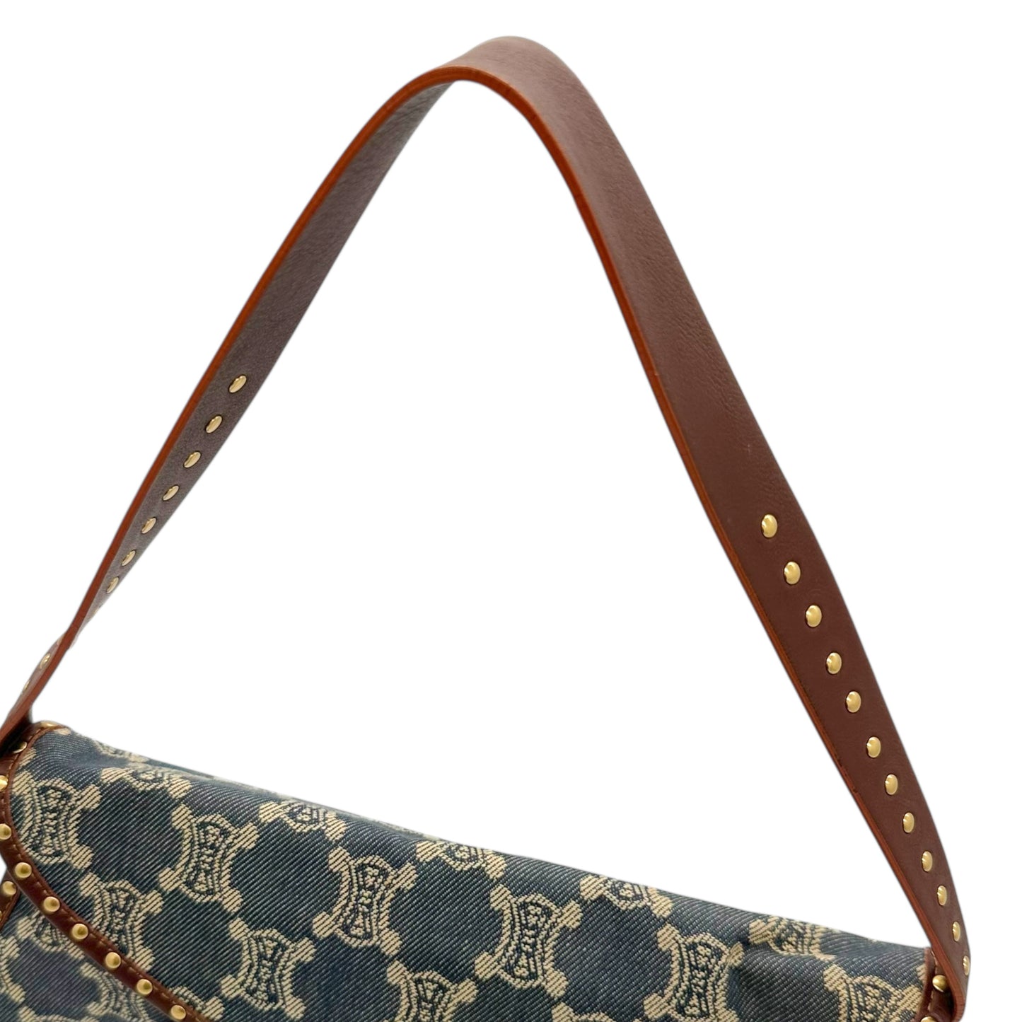 Celine Blue Denim Triomphe Monogram Poulbot Bag - Outfit Repeater