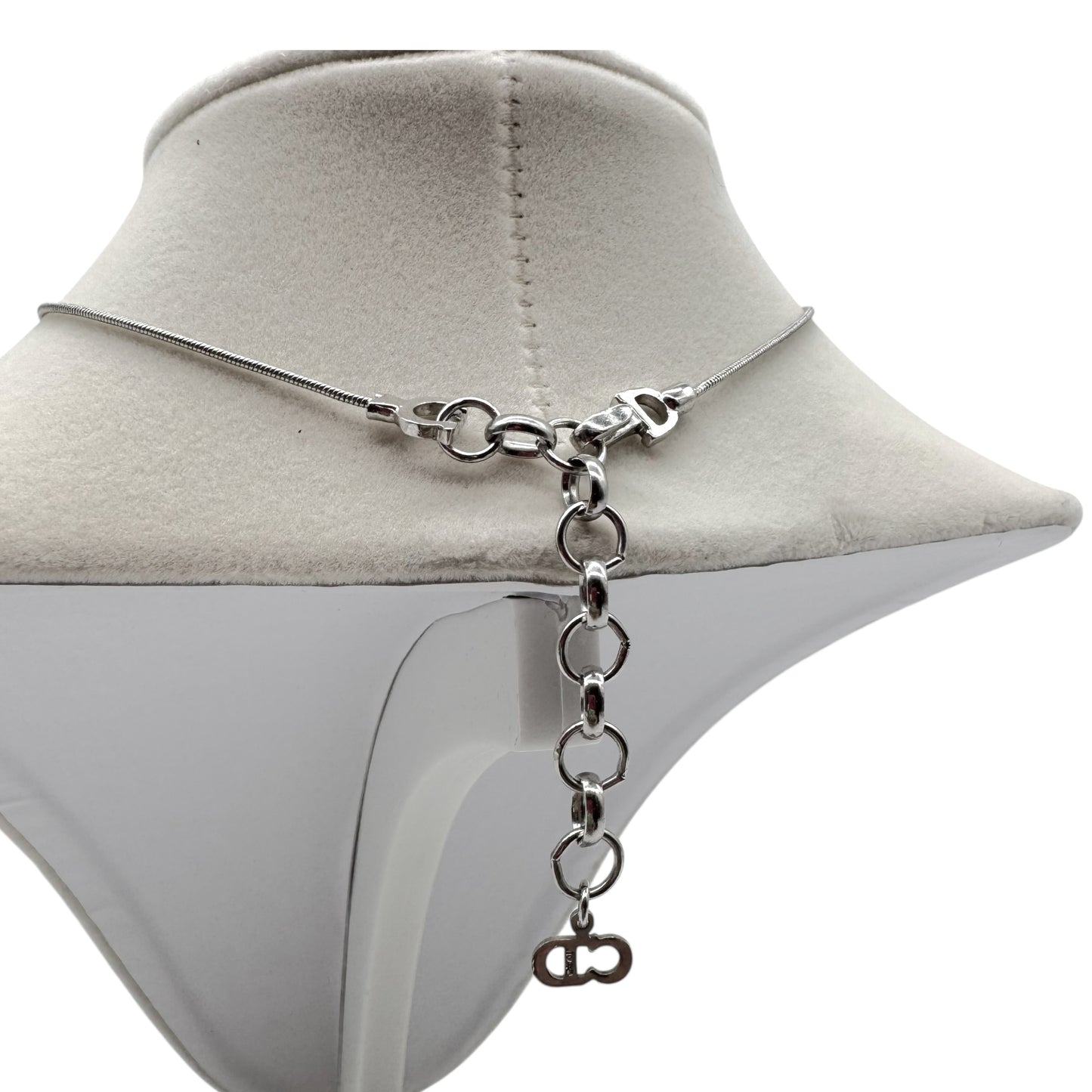 Christian Dior Silver Bow Choker Necklace