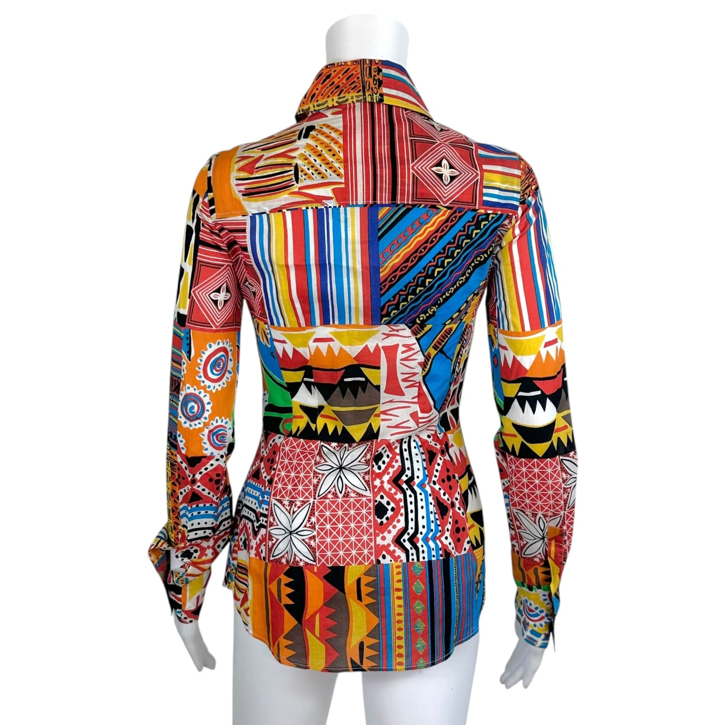 D&G Cotton Button Up Blouse Multicolor Tribal Print