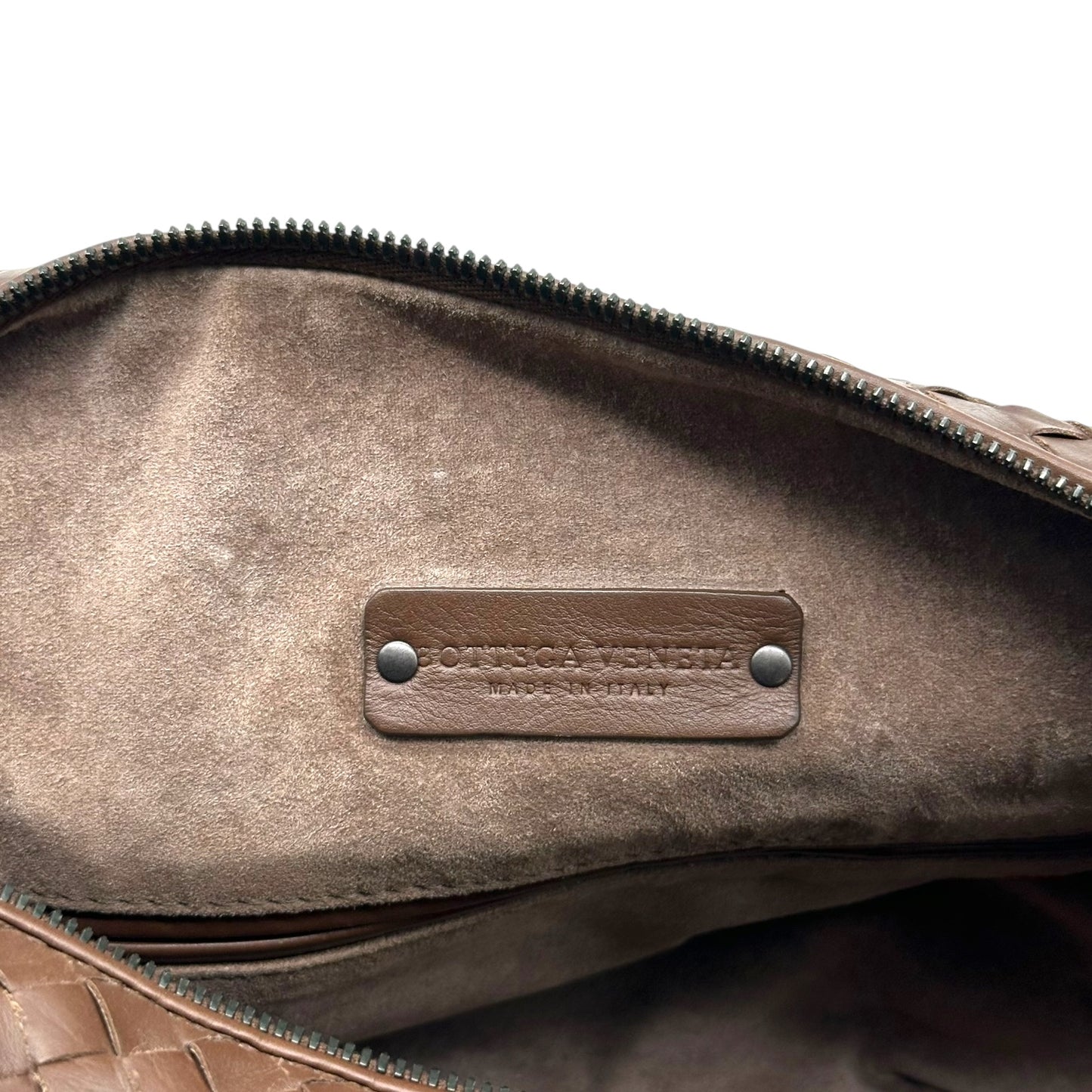 Bottega Veneta Brown Intrecciato Woven Leather Boston Bag - Outfit Repeater