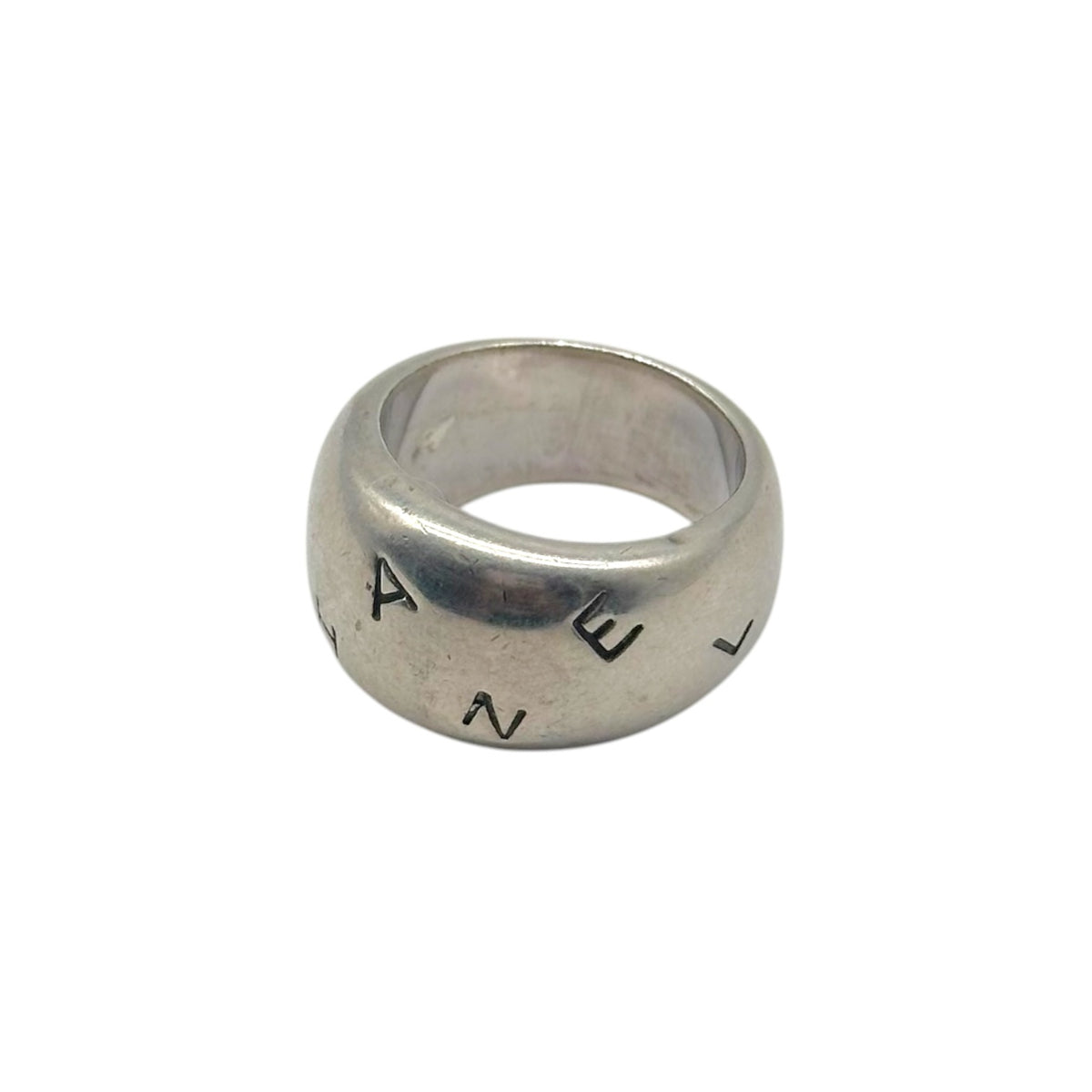 Chanel 925 Sterling Silver Spell-Out Logo Ring