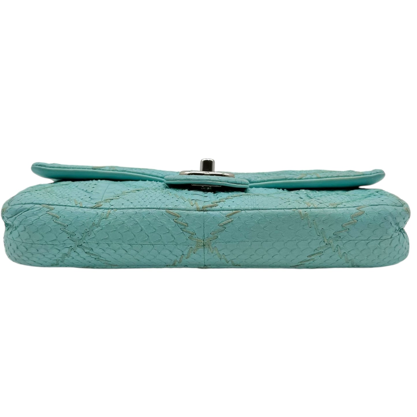 Chanel Light Blue Python Wild Stitch Small East West Flap Bag