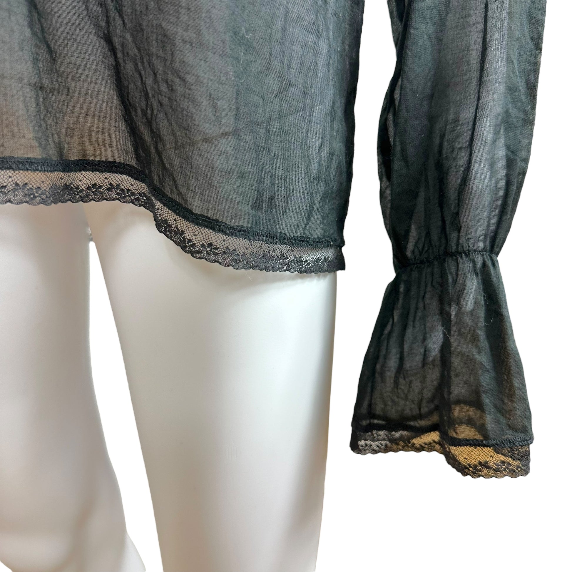 D&G Dolce & Gabbana Sheer Black Lace Up Blouse - Outfit Repeater