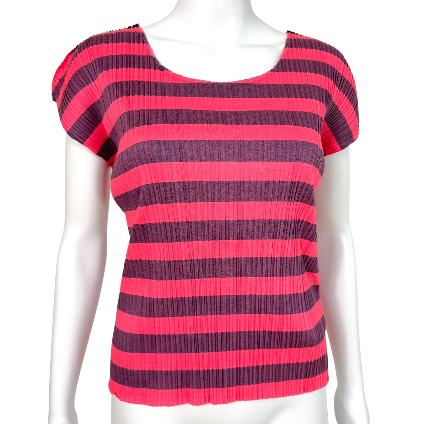 Issey Miyake Pleats Please Pink & Purple Striped Pleated Tank Top Sz 3