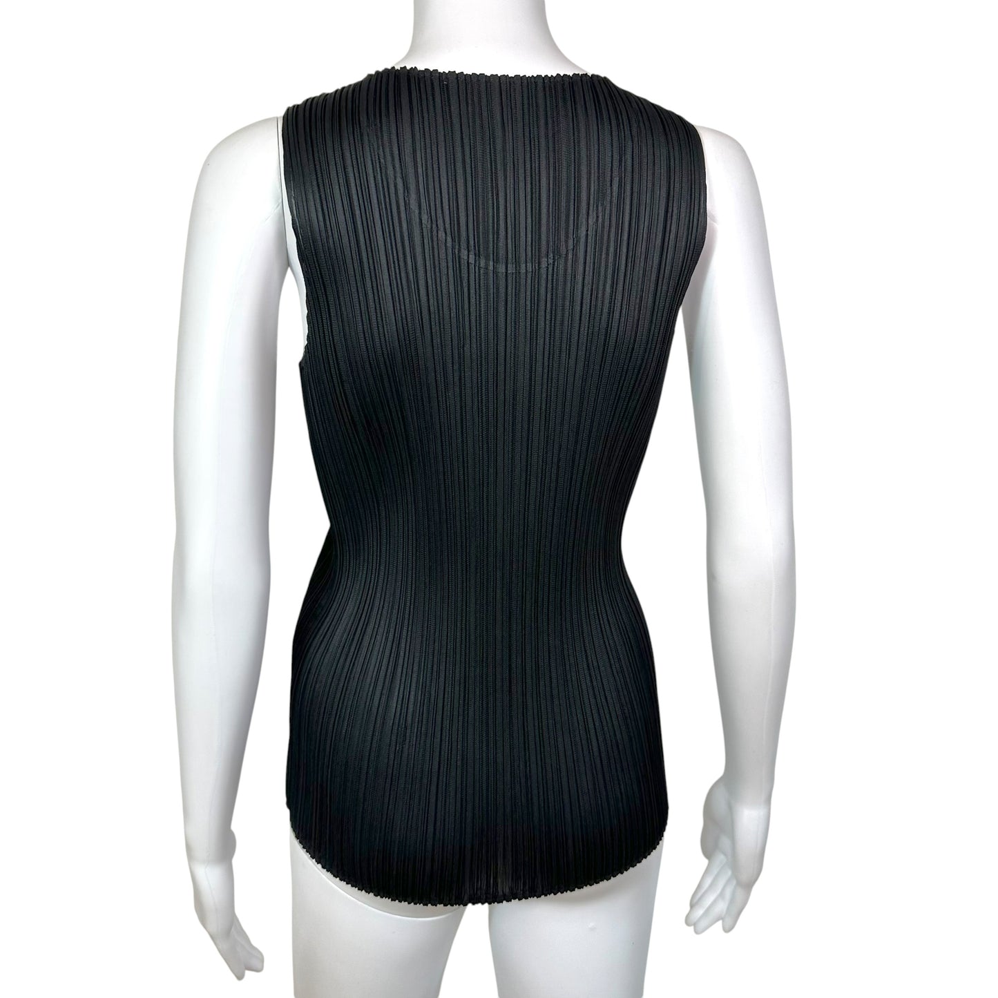 Issey Miyake Pleats Please Black Pleated Tank Top
