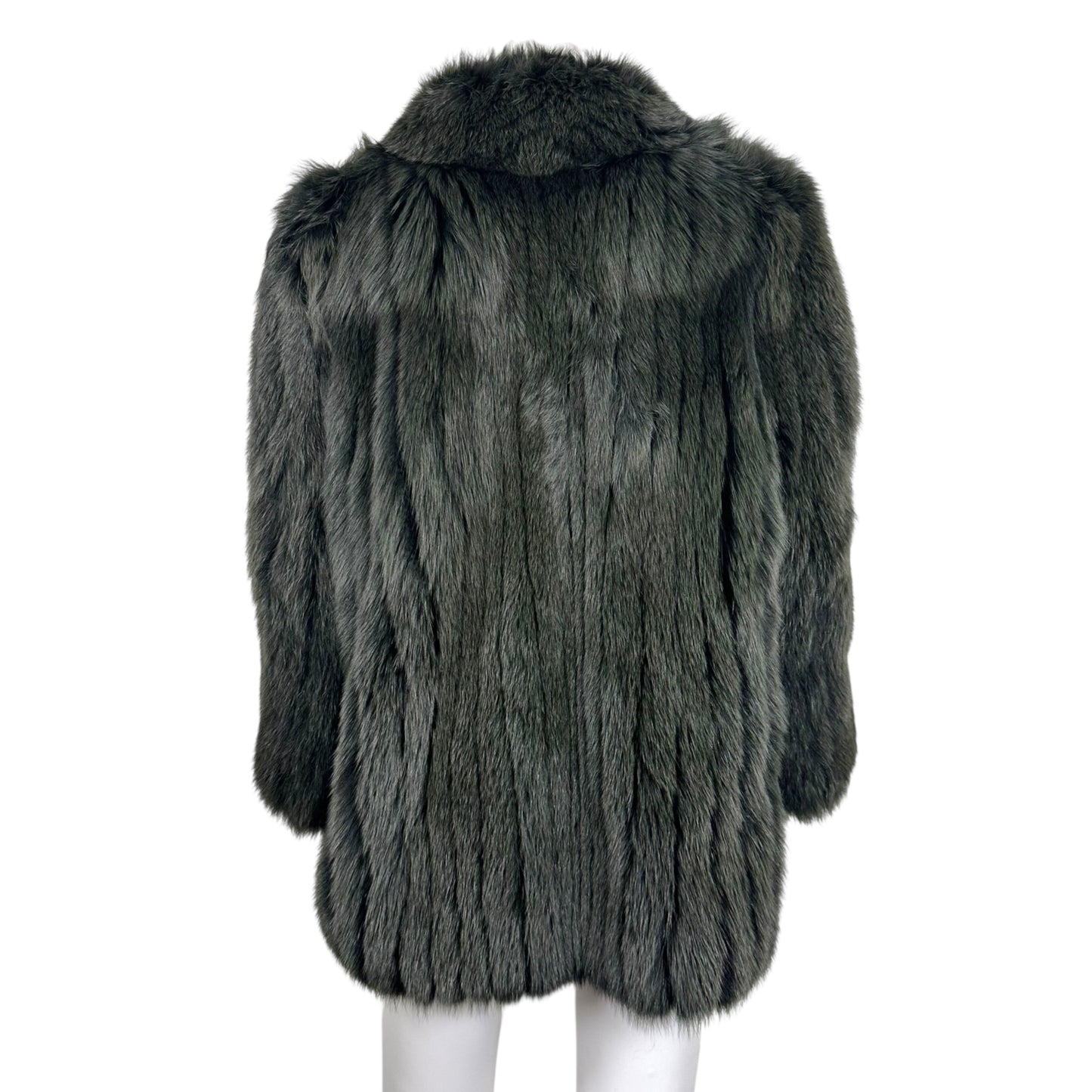 Vintage Emba Forest Green Striped Fox Fur Coat