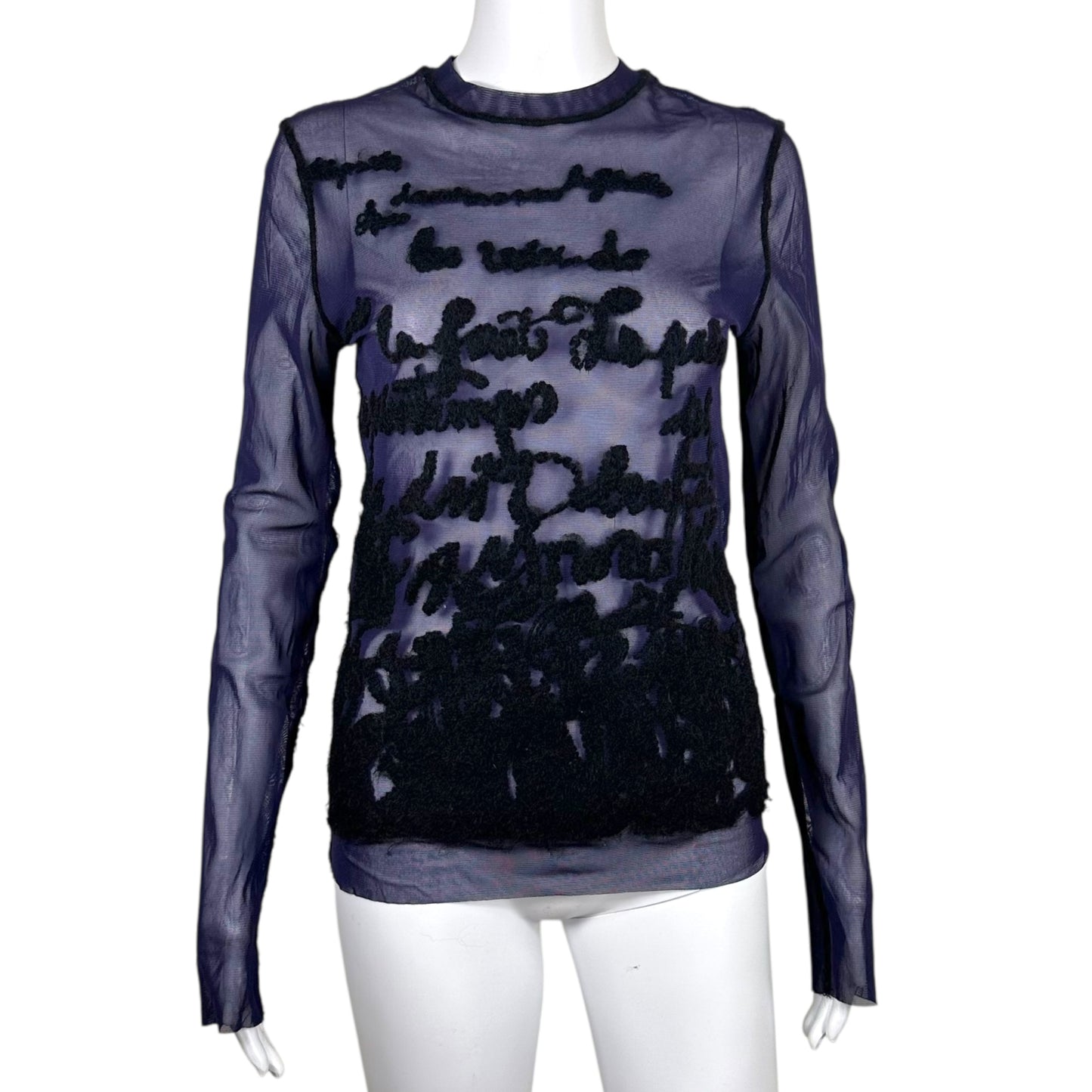 Jean Paul Gaultier Purple & Black Logo Applique Mesh Longsleeve