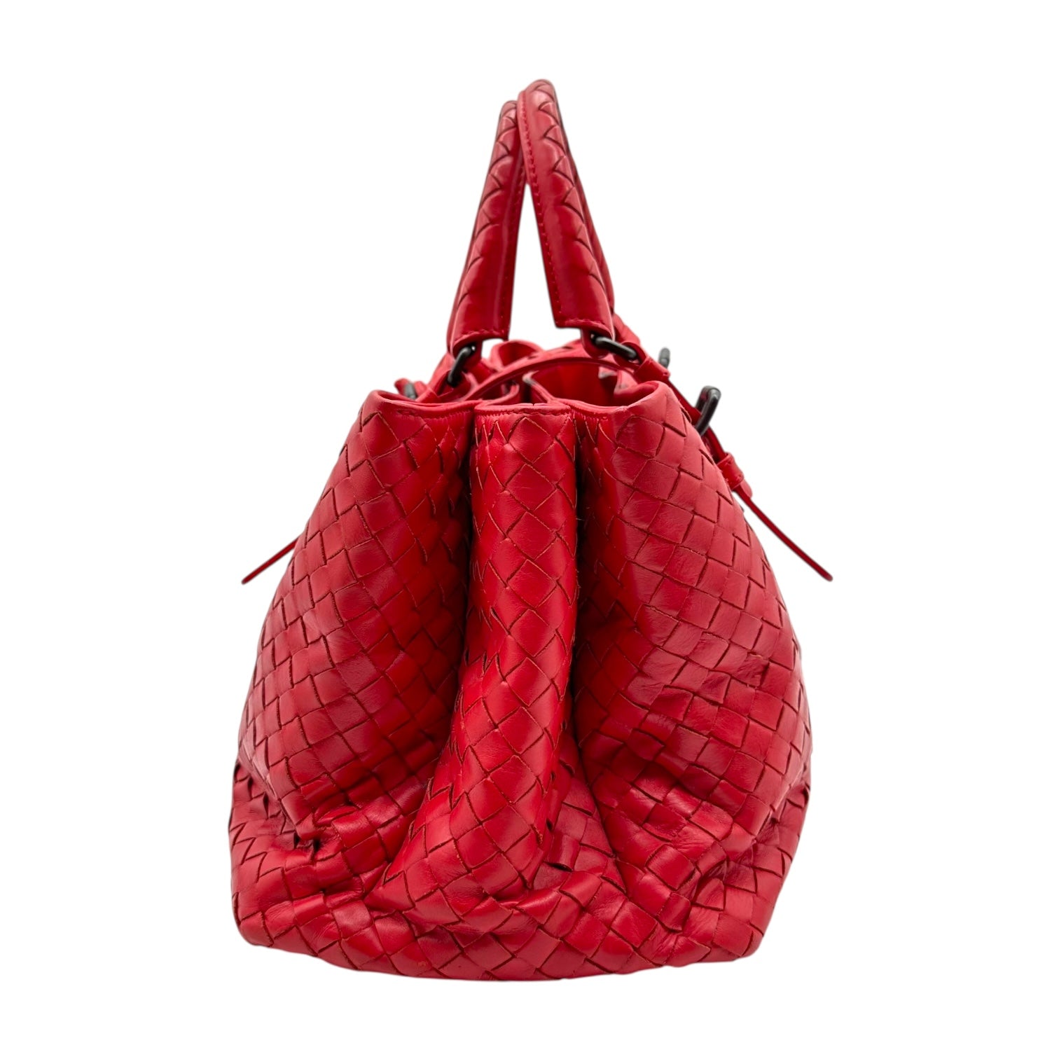 Bottega Veneta Red Intrecciato Small Roma Bag - Outfit Repeater