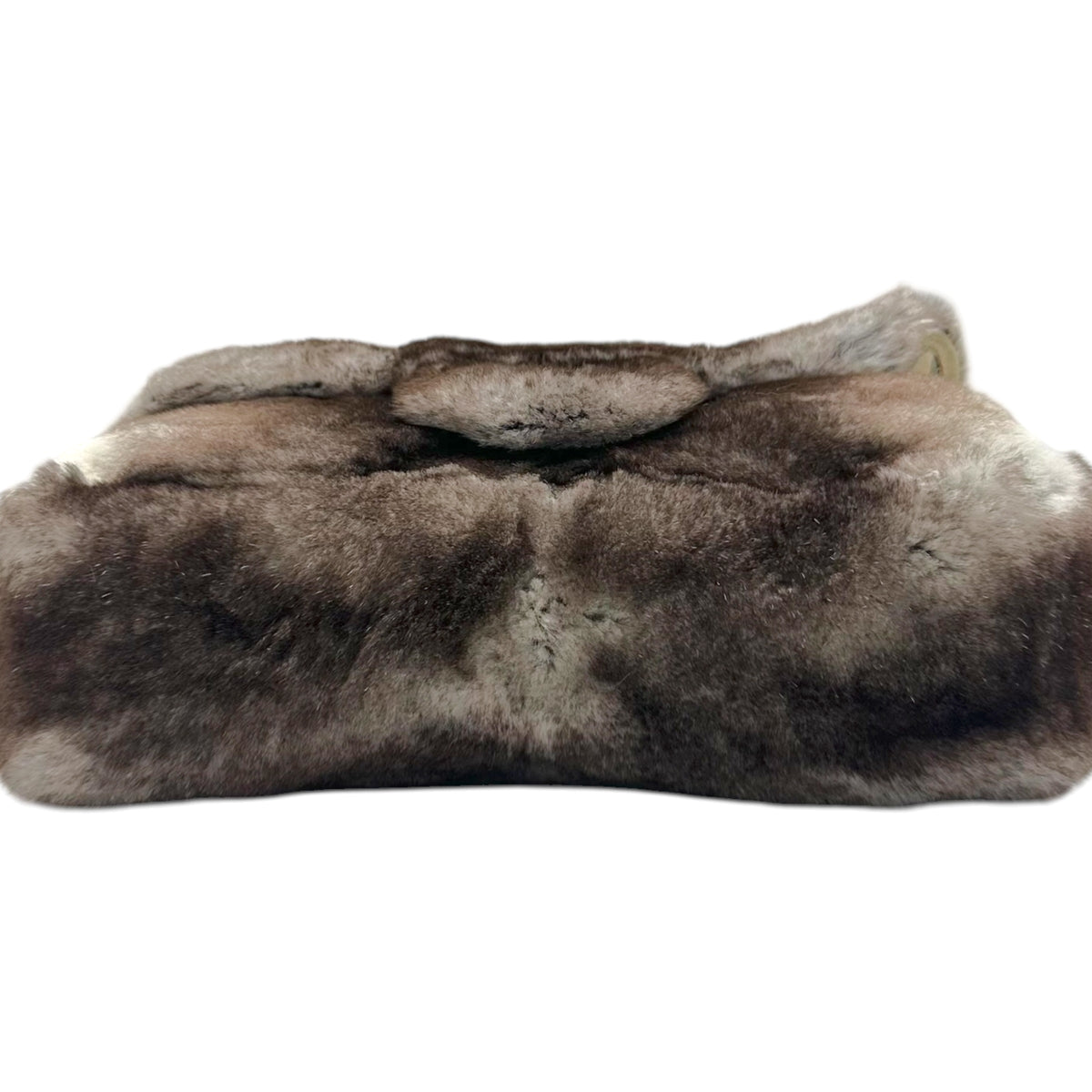 Chanel Small Flap Shoulder Bag Brown Gray Rabbit Fur