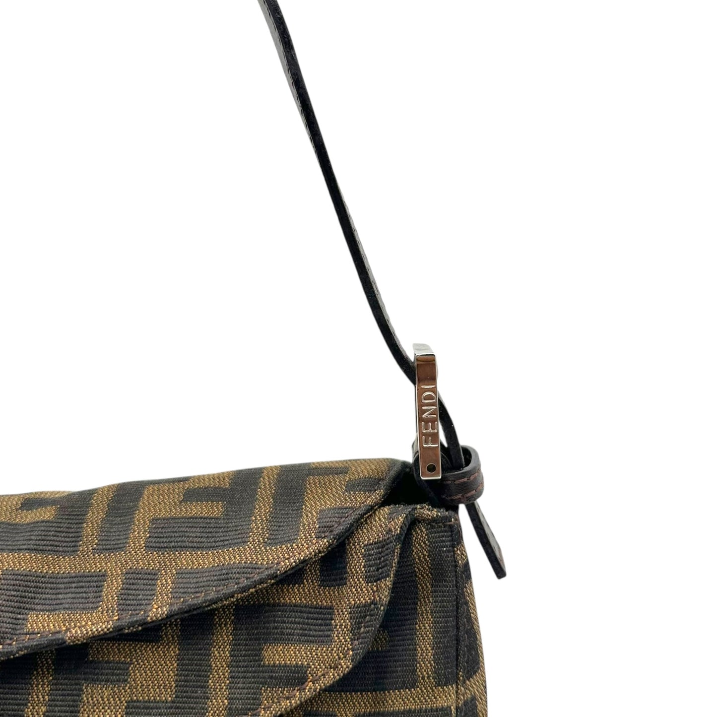 Fendi Brown Zucca Monogram Square Baguette Bag
