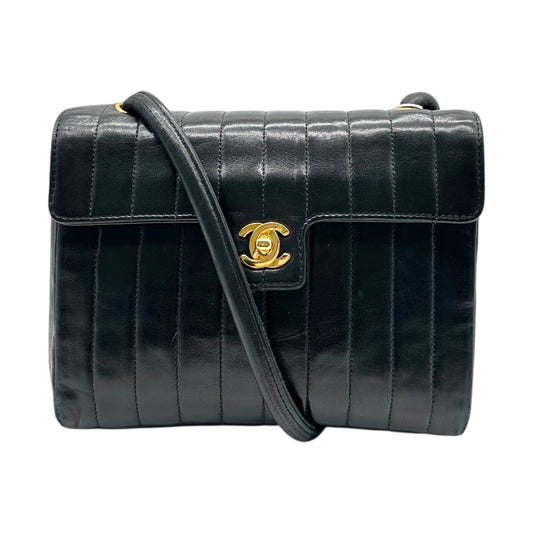 Chanel Black Lambskin Vertical Quilted Crossbody Bag 1991-94