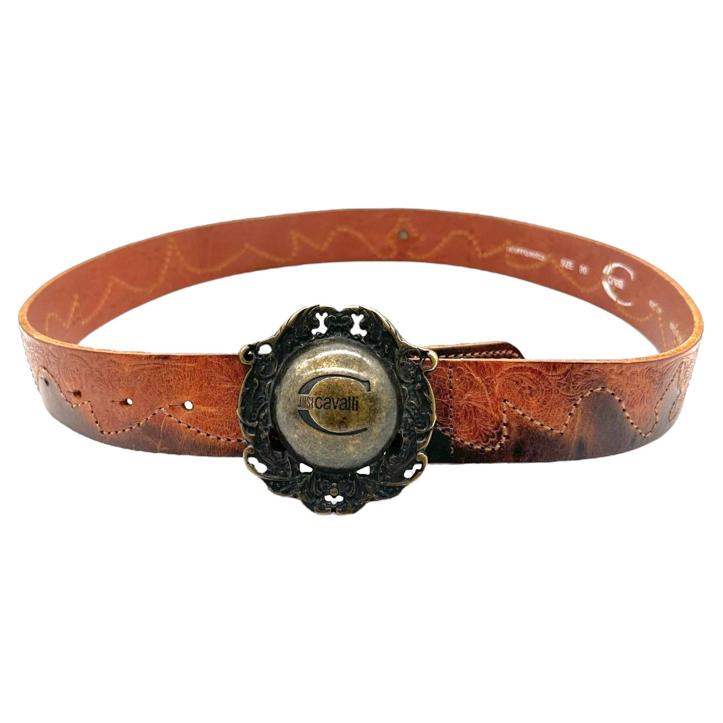 Just Cavalli Roberto Cavalli Brown Leather Logo Belt