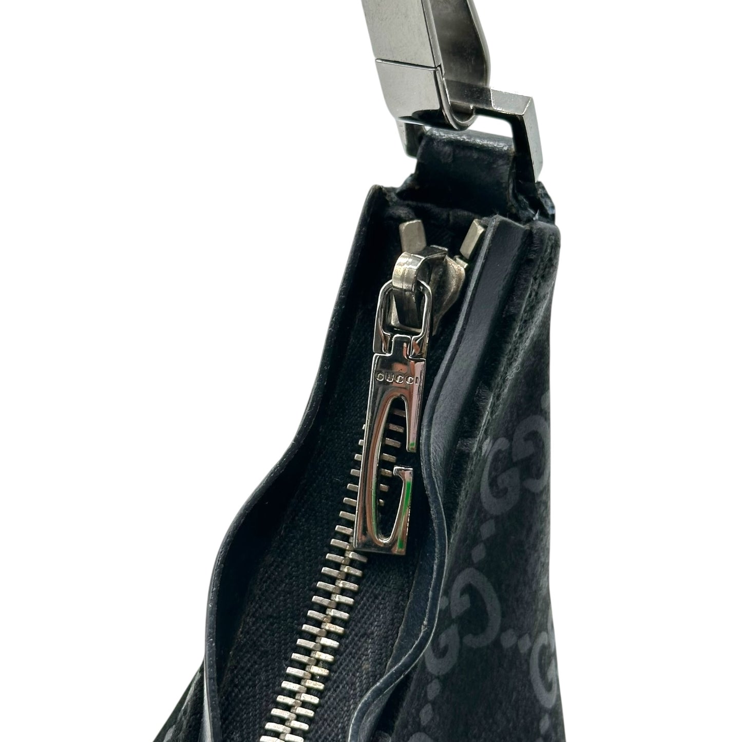 Gucci Black Suede Monogram Shoulder Bag