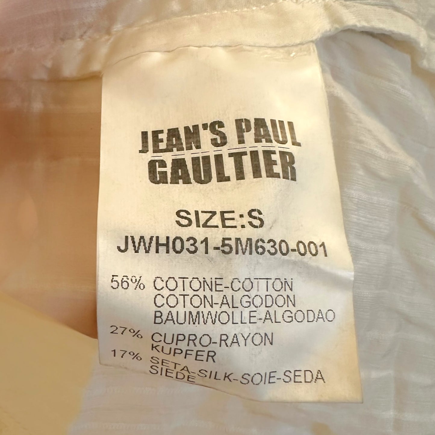 Jean Paul Gaultier Jean's White Semi-Sheer Cut-Out Blouse Top