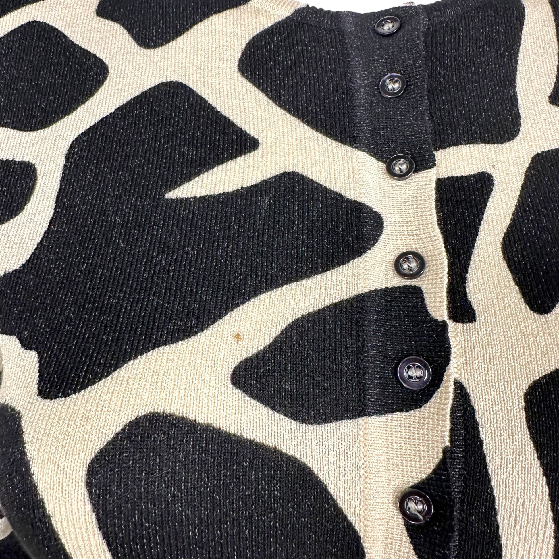 John Galliano Black White Giraffe Print Crop Cardigan
