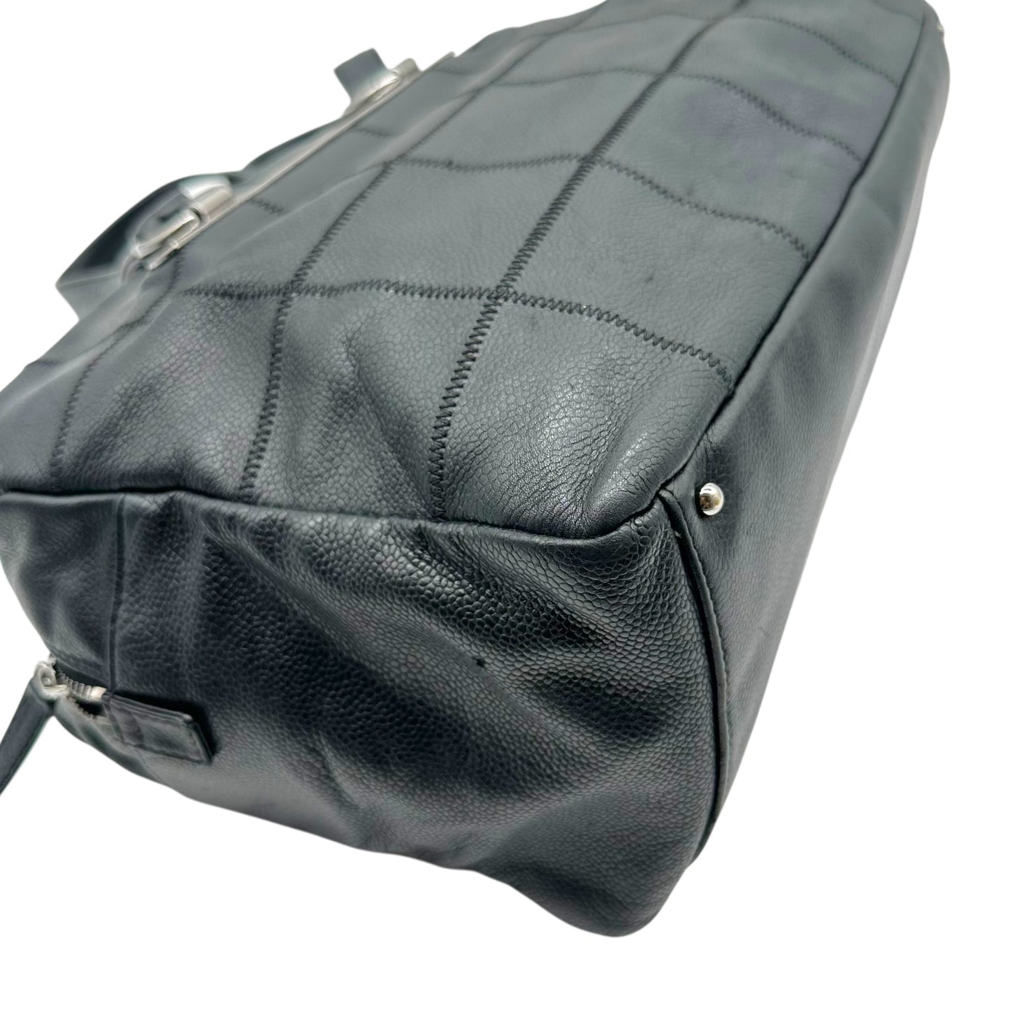 Chanel Black LAX Chocolate Bar Quilted Shoulder Tote Bag