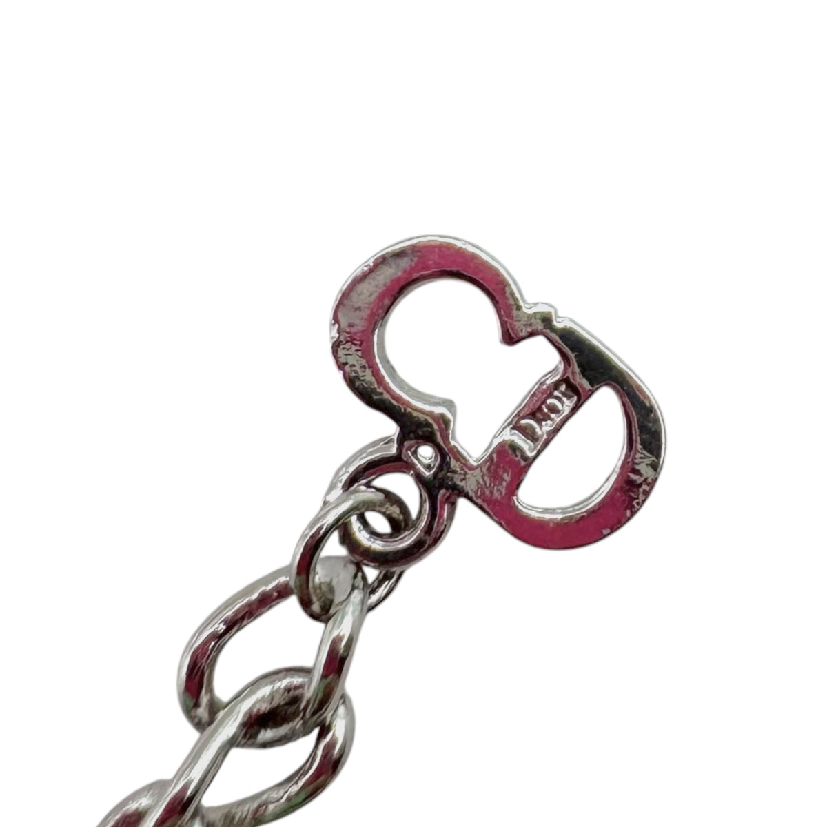 Christian Dior Silver Cursive Spell-Out Necklace