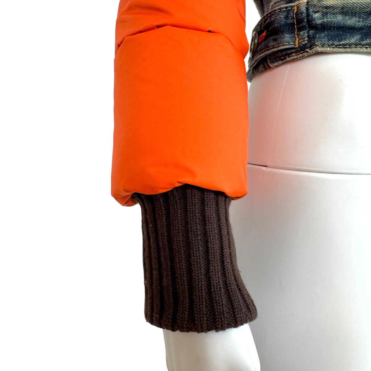 Dsquared2 Orange Puffer Sleeve & Denim Patchwork Jacket