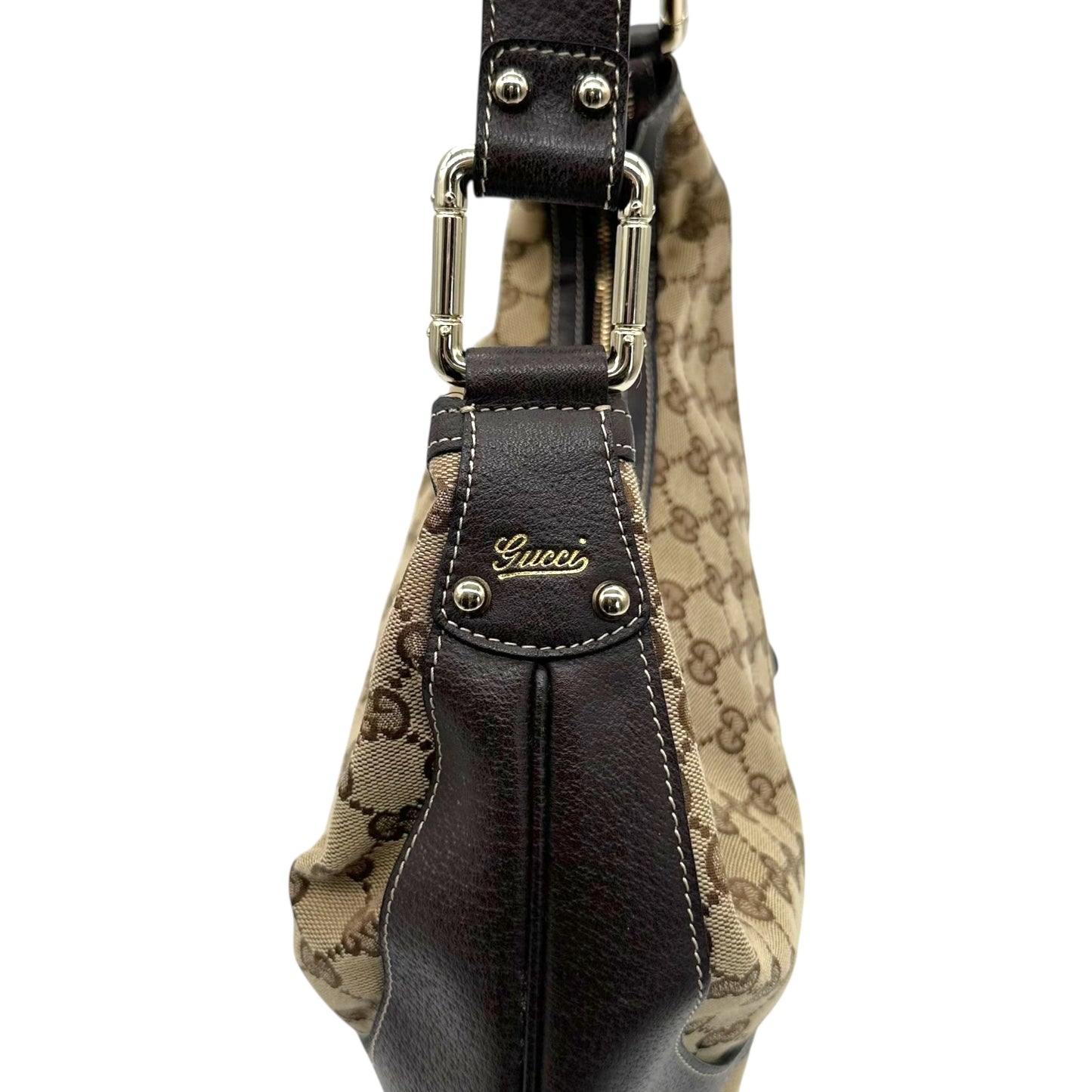 Gucci Tan Monogram Canvas Crescent Shoulder Bag - Outfit Repeater
