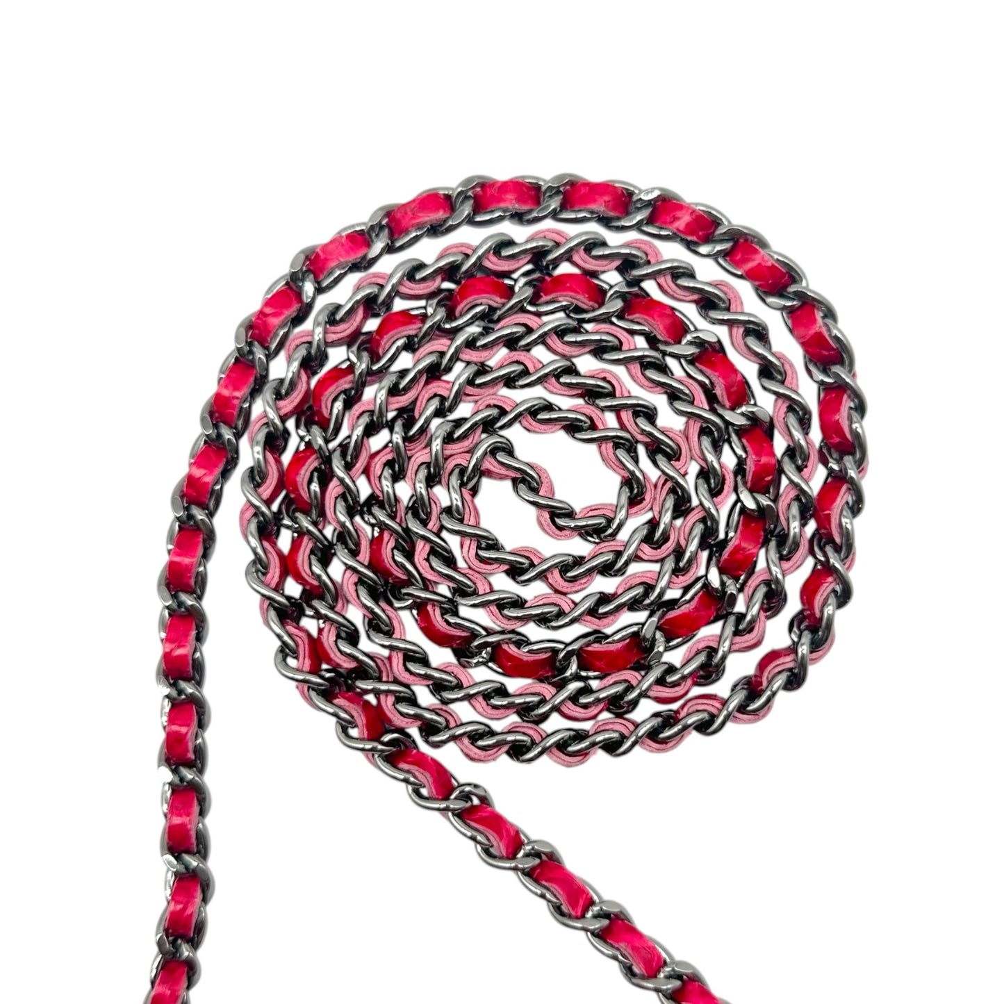 Chanel Python Crossbody Mini Bag Hot Pink Silver
