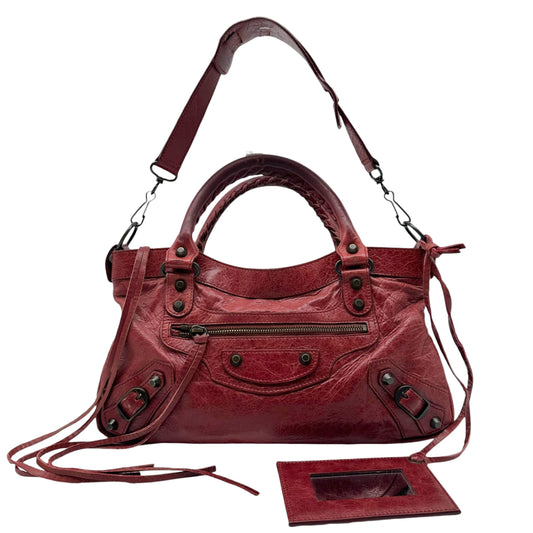 Balenciaga Burgundy Leather 2-Way City Bag