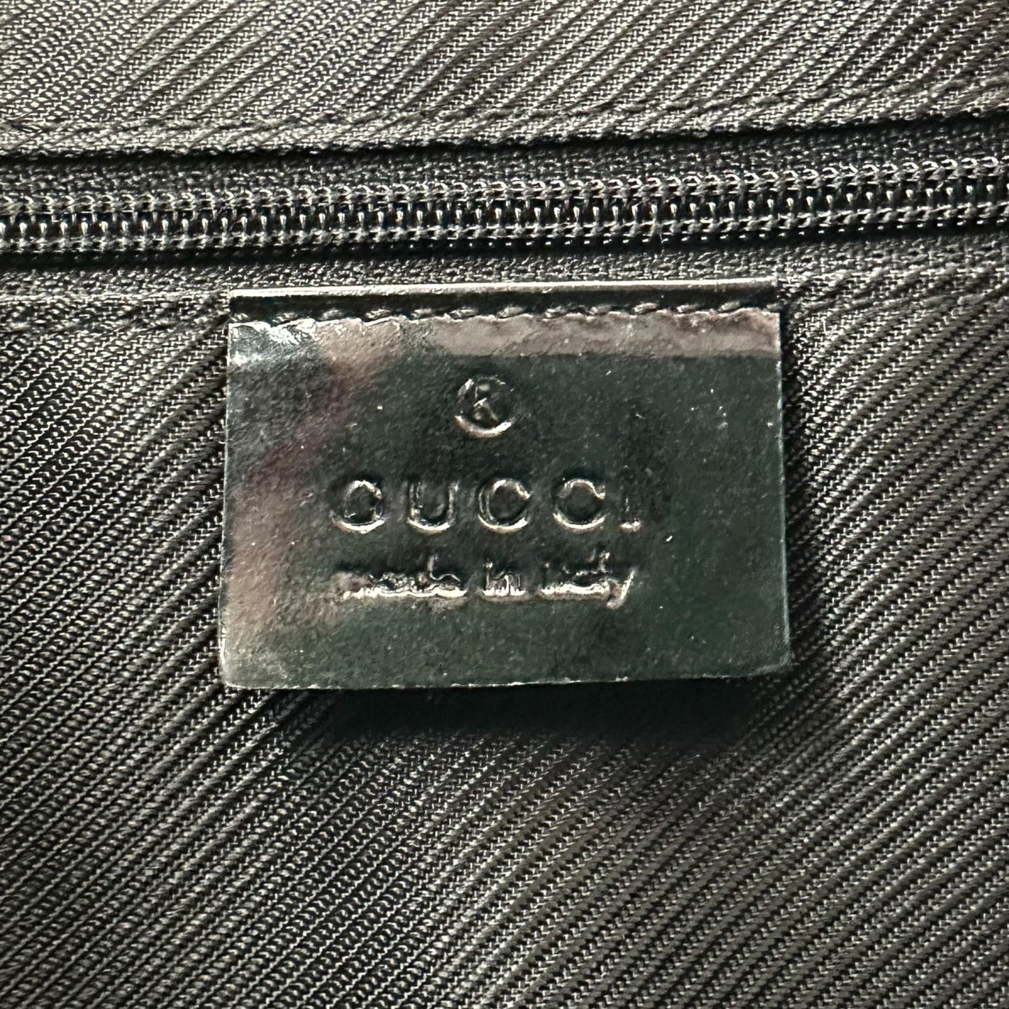 Gucci Gray & Black Monogram Canvas Crescent Shoulder Bag - Outfit Repeater