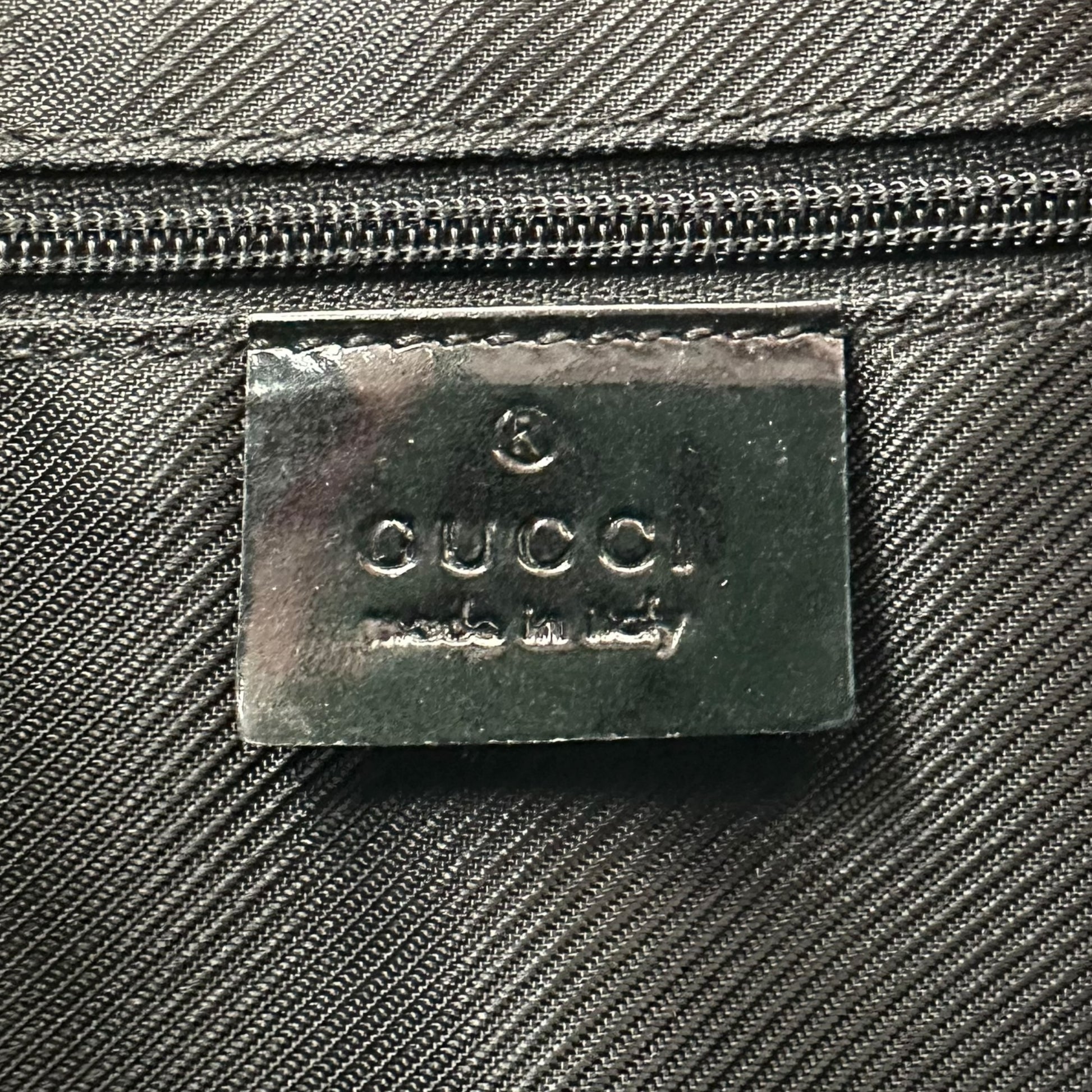 Gucci Gray & Black Monogram Canvas Crescent Shoulder Bag - Outfit Repeater