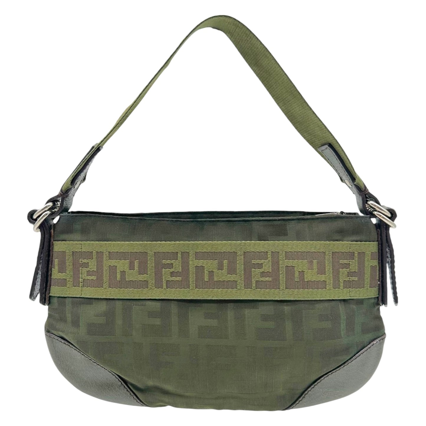 Fendi Mini Pochette Bag Khaki Green Nylon Zucca Monogram