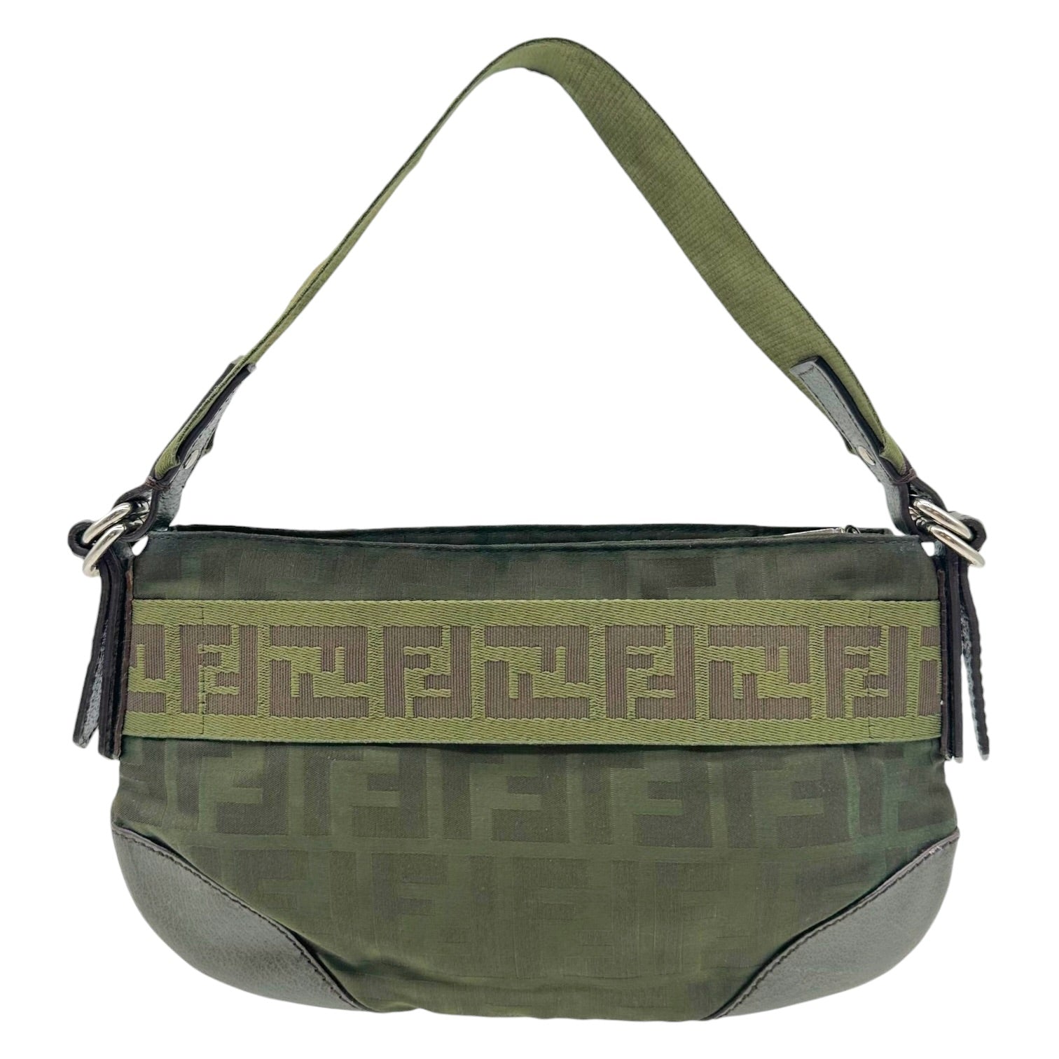Fendi Mini Pochette Bag Khaki Green Nylon Zucca Monogram