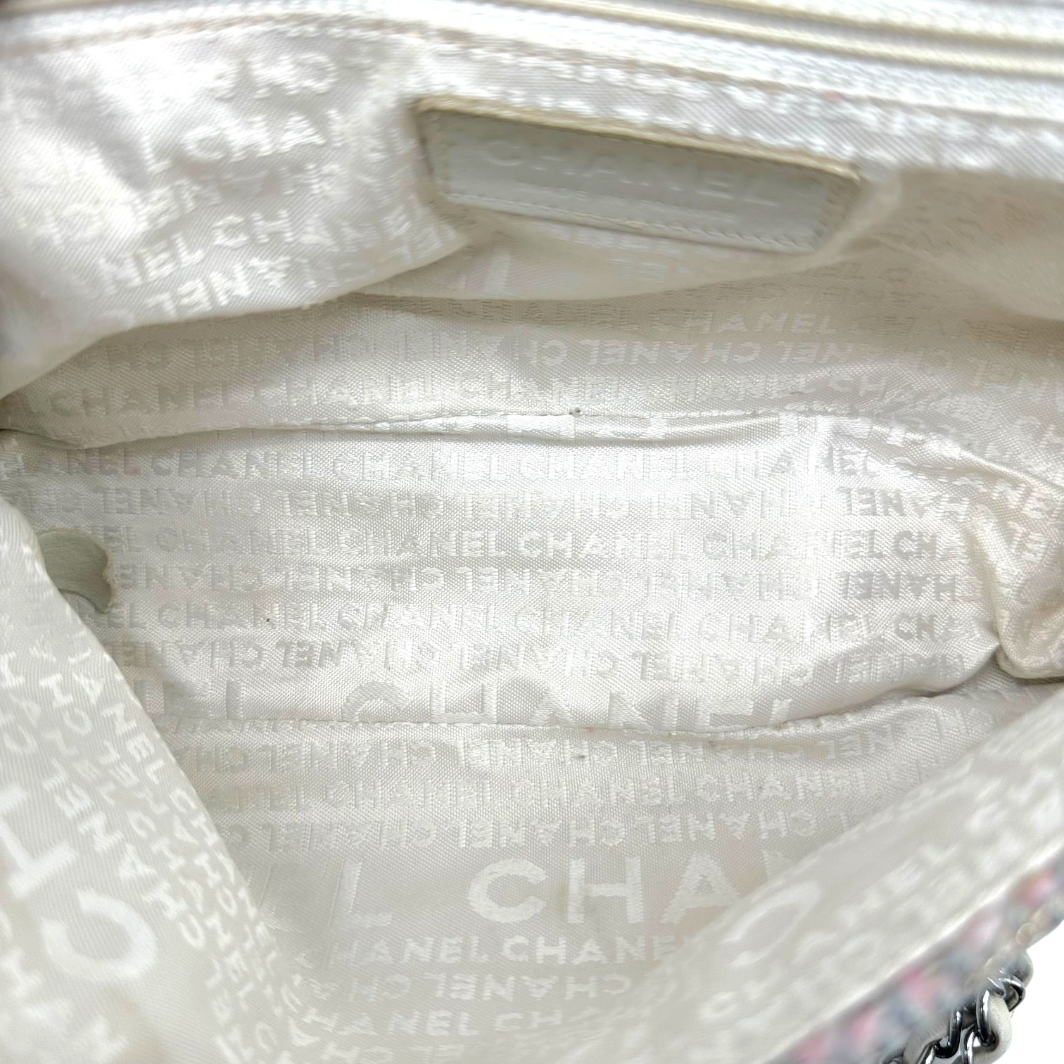 Chanel Medium Flap Shoulder Bag Silver Metallic Pastel Tweed