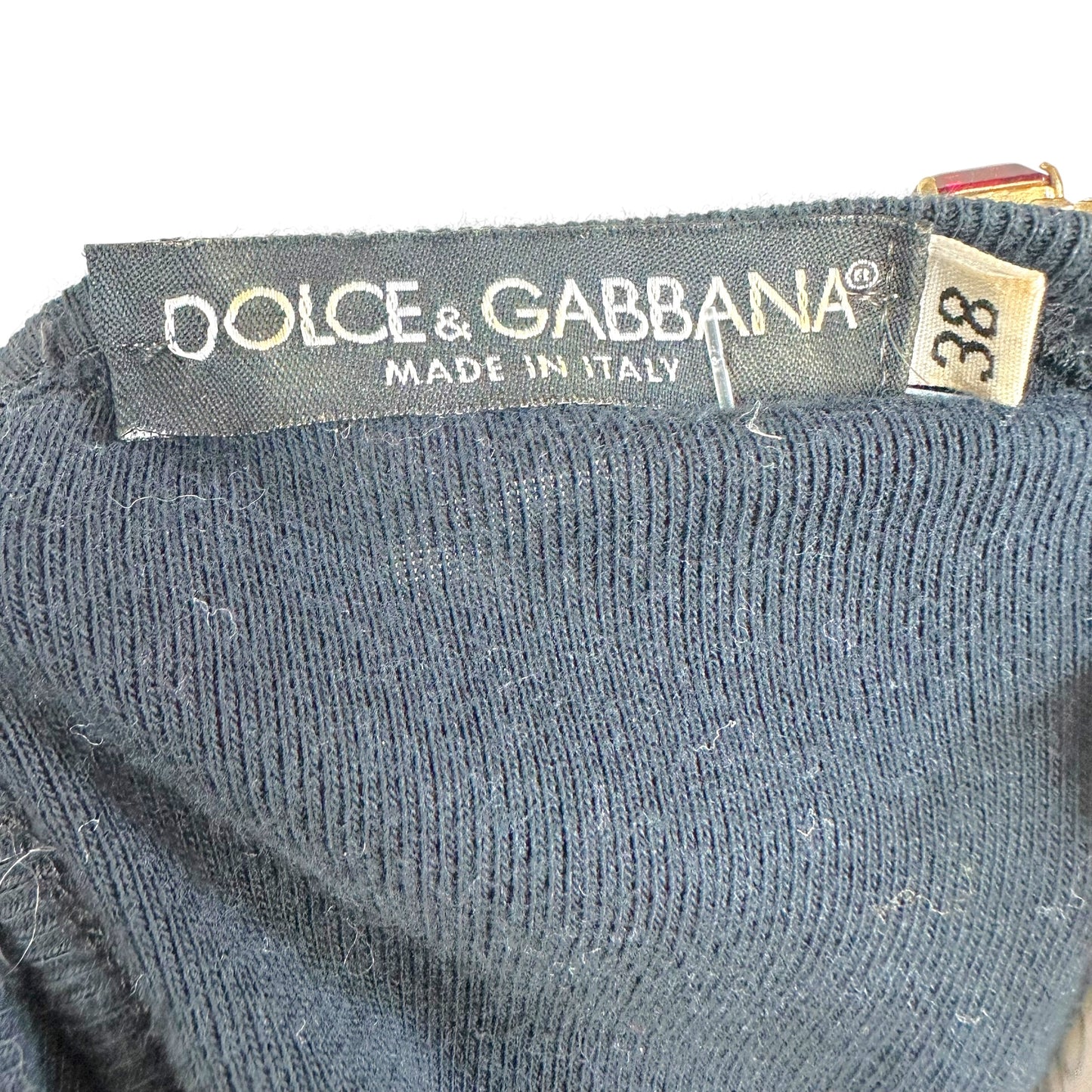 Dolce & Gabbana Black Dog Face Print T-Shirt w/ Attached Necklace