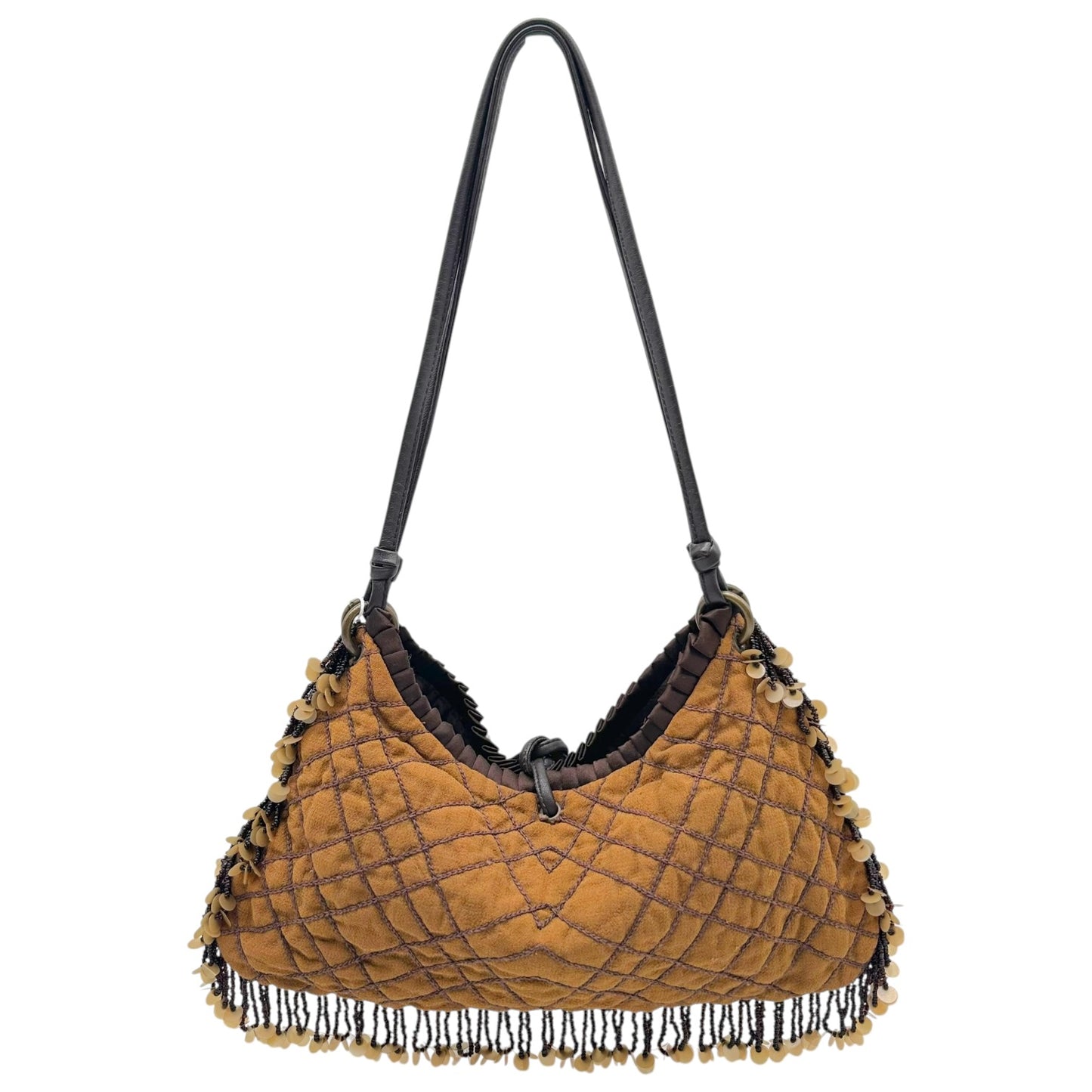 Jamin Puech Brown & Burgundy Sequin & Beaded Shoulder Bag
