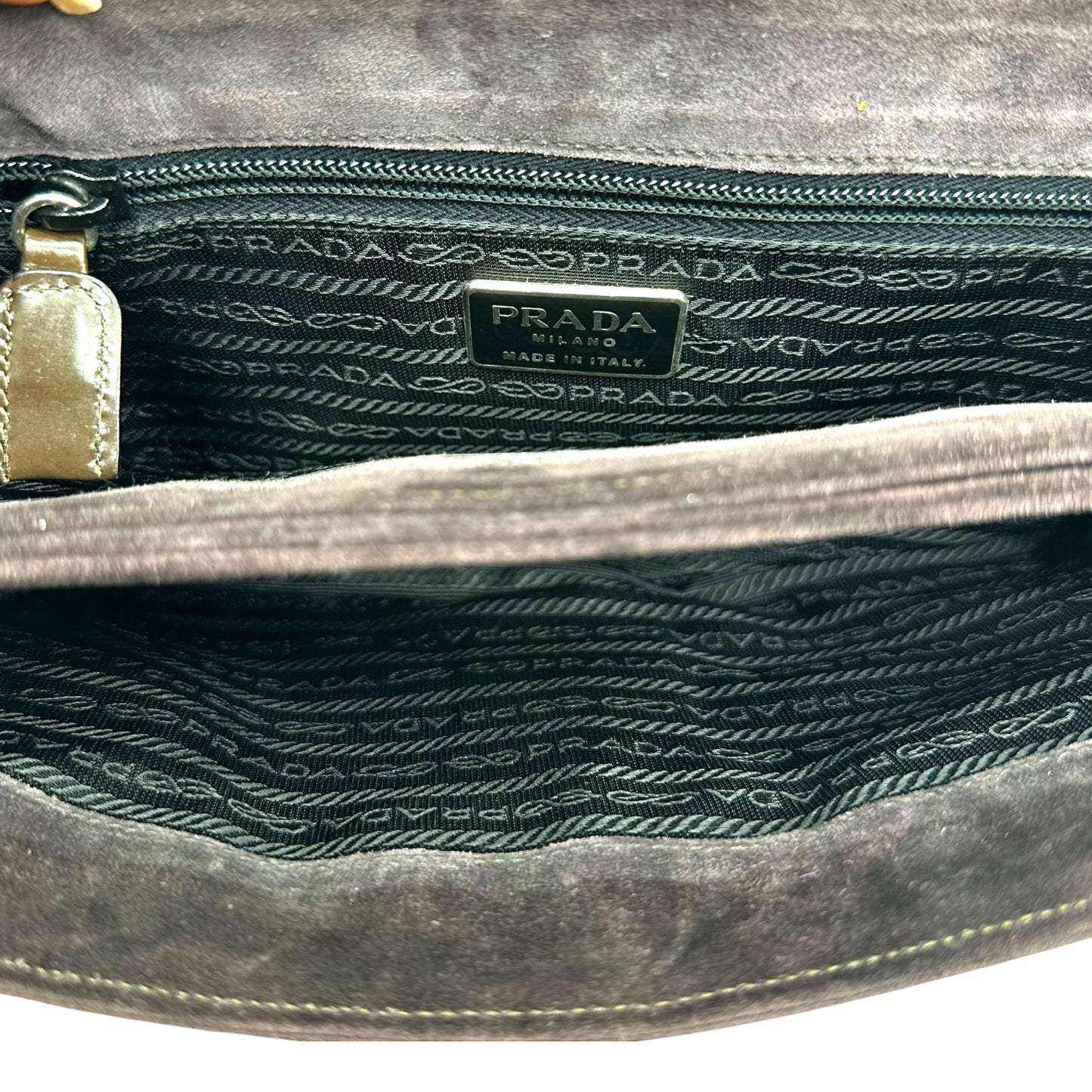 Prada Brown Suede & Leather Clutch Bag