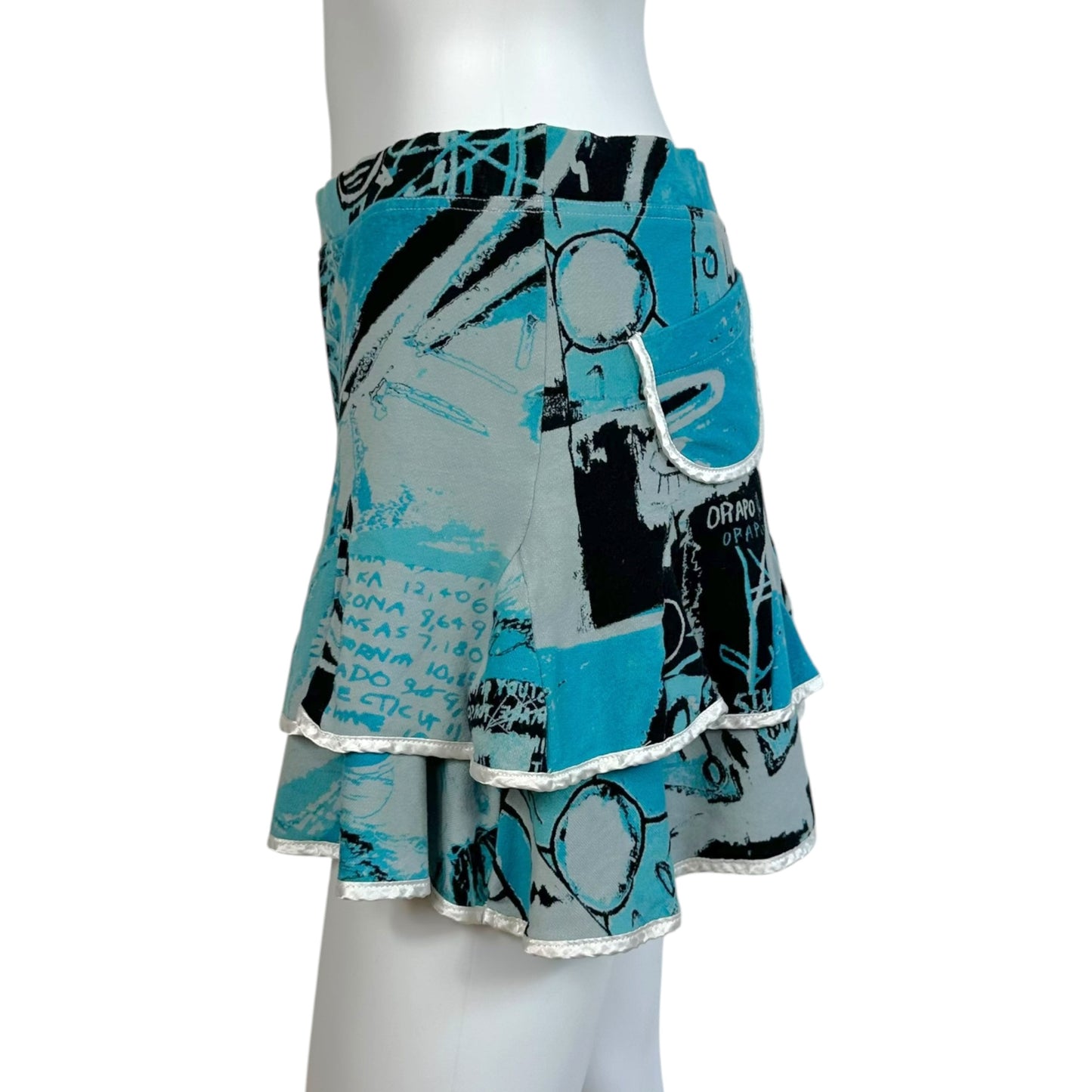 Roberto Cavalli Freedom Blue Graffiti Printed Mini Skirt