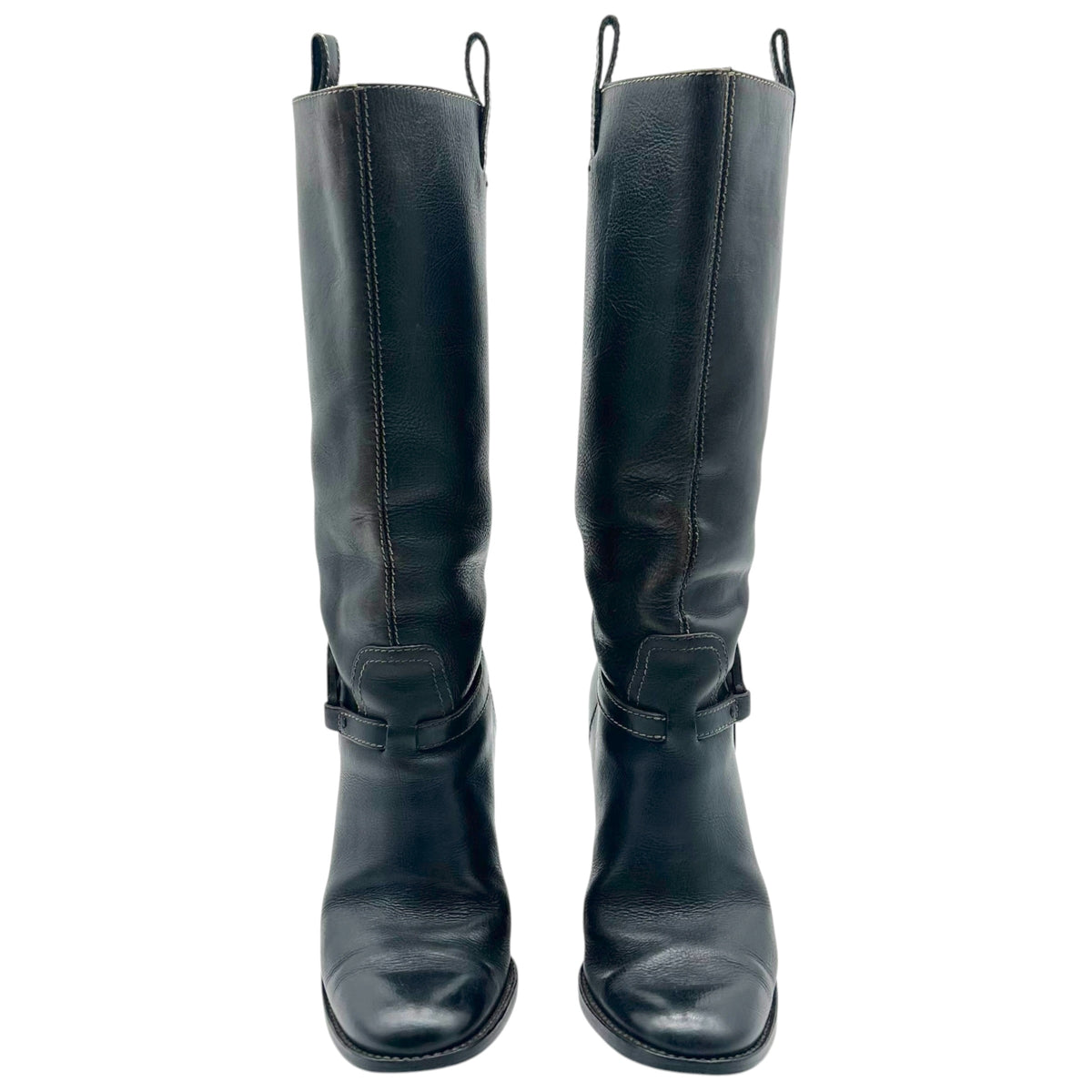 Gucci Black Leather Heeled Boots with GG Logo