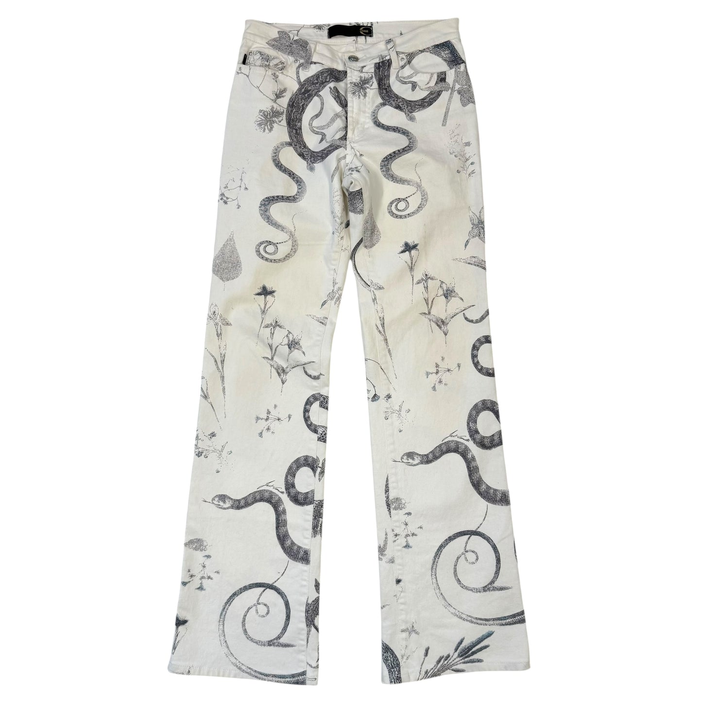 Just Cavalli Roberto Cavalli White Snake & Floral Print Jeans - Outfit Repeater
