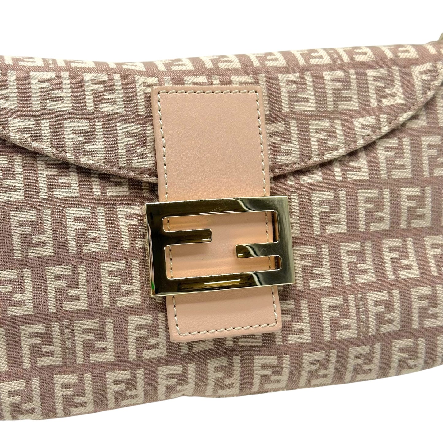 Fendi Pink Zucchino Monogram Fold-Over Baguette Bag