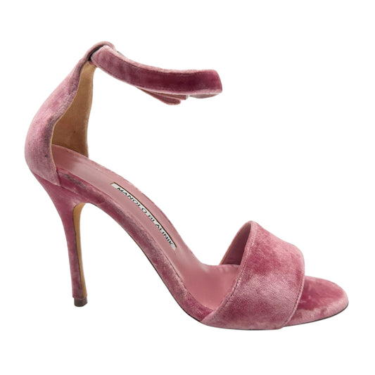 Manolo Blahnik Pink Crushed Velvet Heels