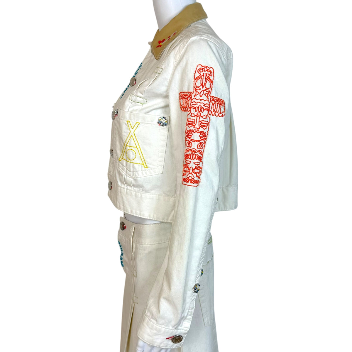 Dsquared2 White Denim Embroidered Crop Jacket