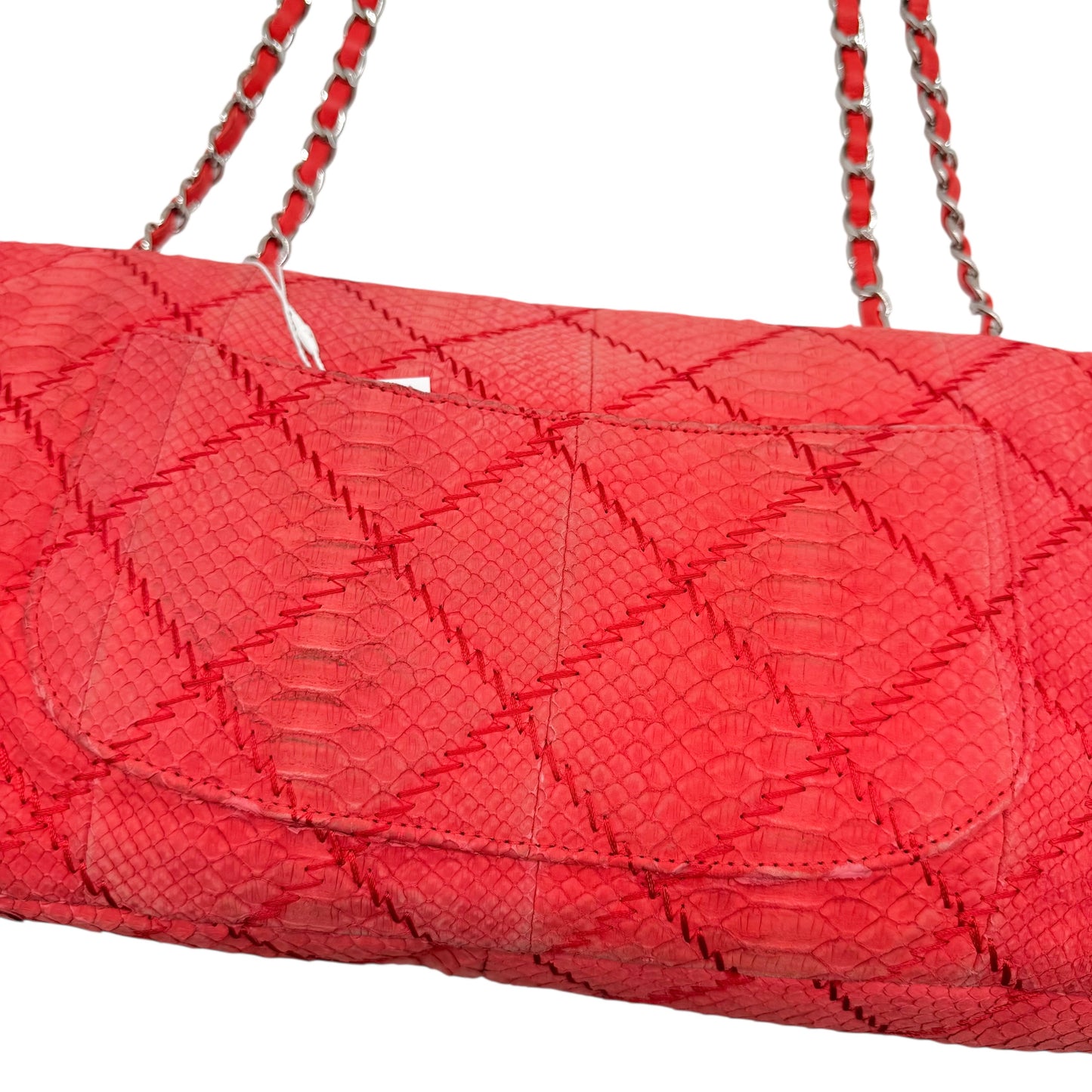 Chanel Red Python Wild Stitch Large Flap Bag