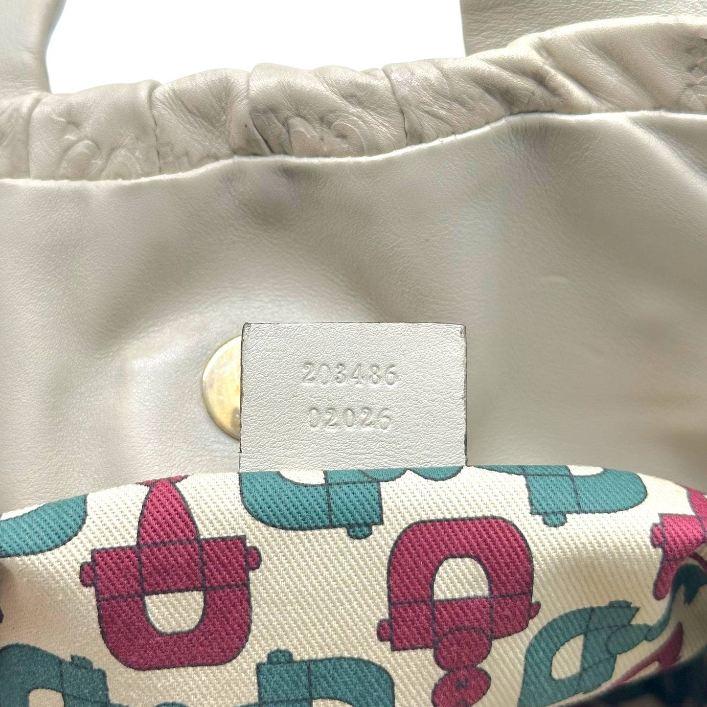 Gucci Ivory Guccissima Embossed Medium Hysteria 2-Way Bag