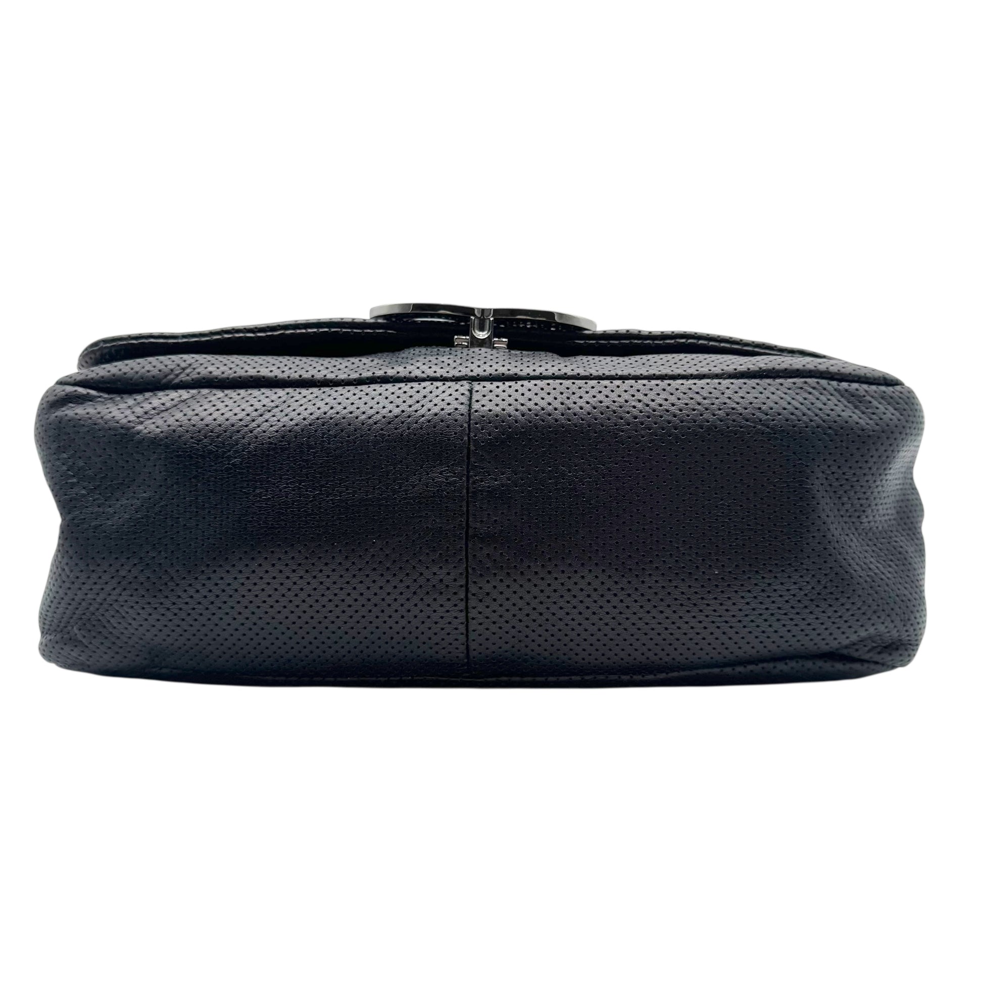Chanel Black Perforated Leather Shoulder Bag - Outfit Repeater
