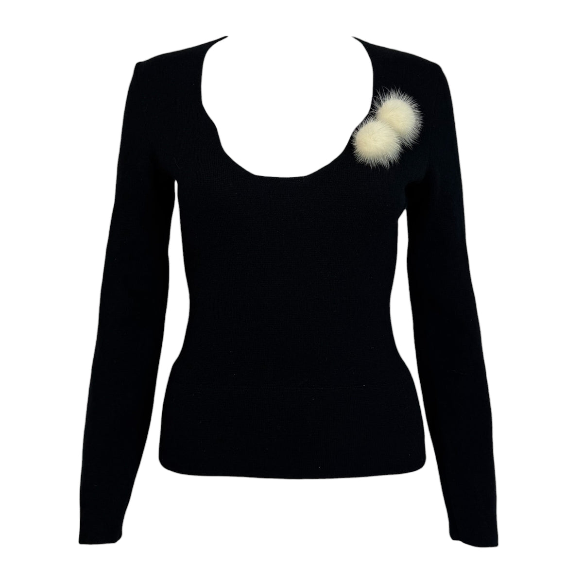 Louis Vuitton Black Cashmere & White Mink Sweater