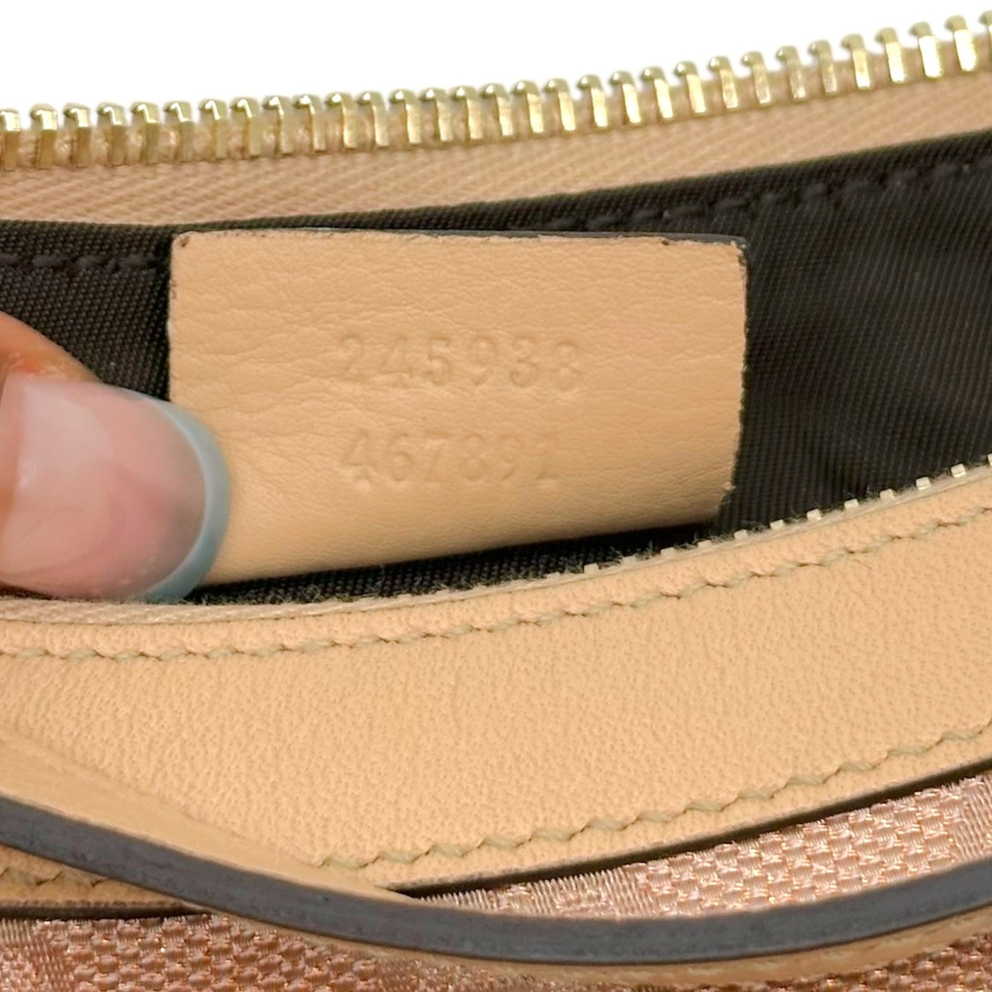 Gucci Light Pink Metallic Monogram Pochette Bag