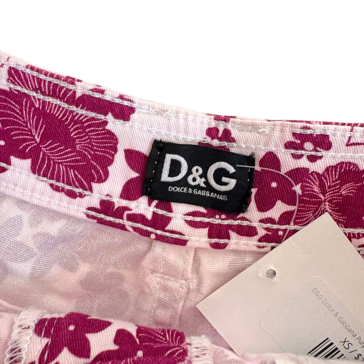 D&G Floral Print Mini Shorts Purple White