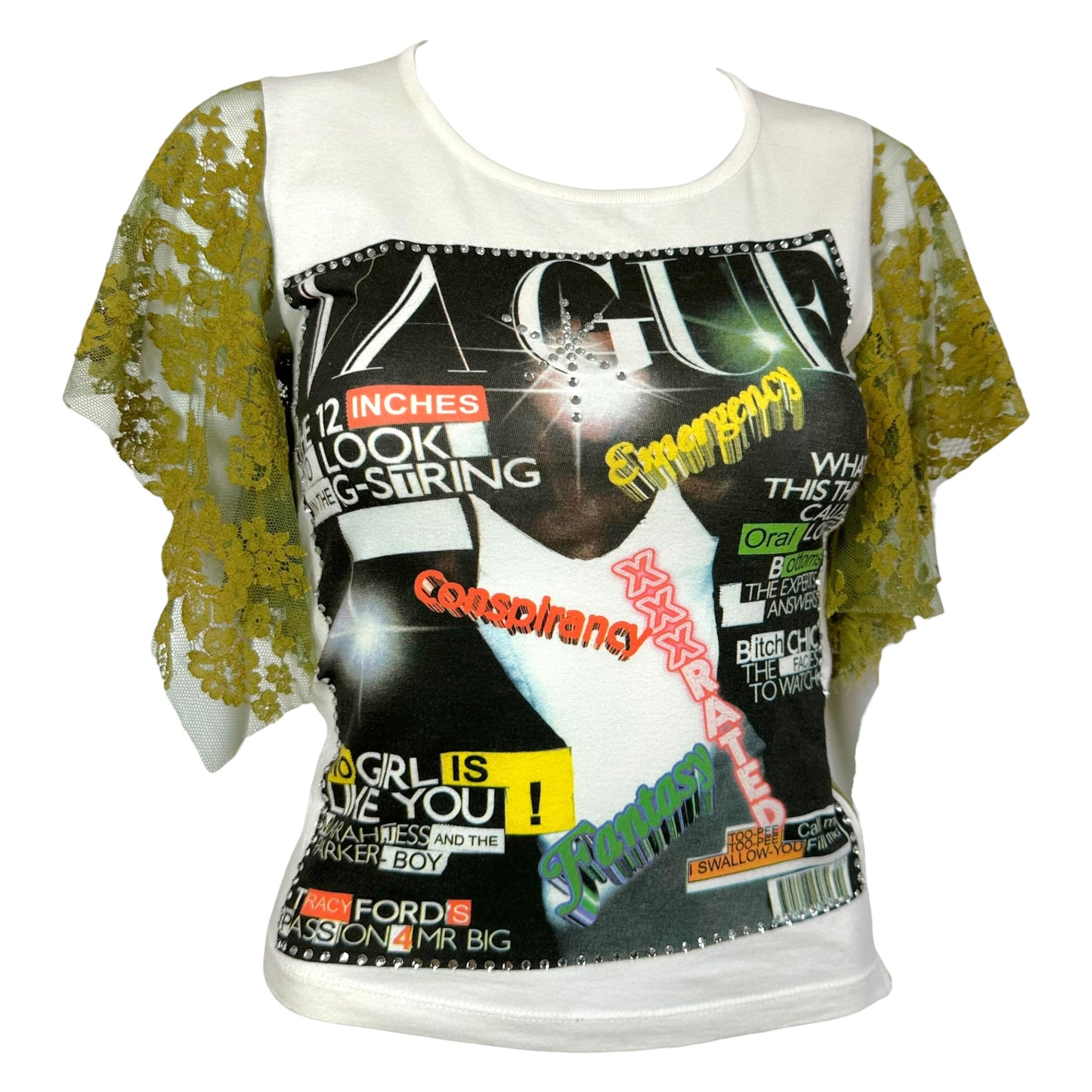 D&G Dolce & Gabbana Explicit Magazine Lace Back T-Shirt