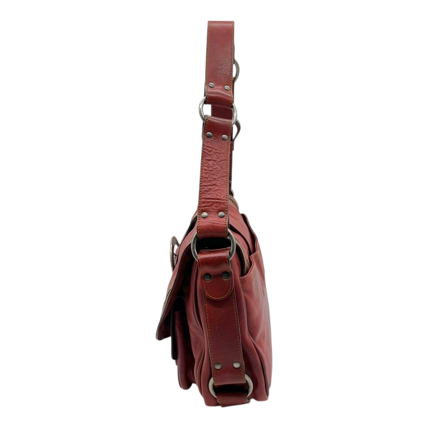 Christian Dior Burgundy Leather Gaucho Saddle Shoulder Bag