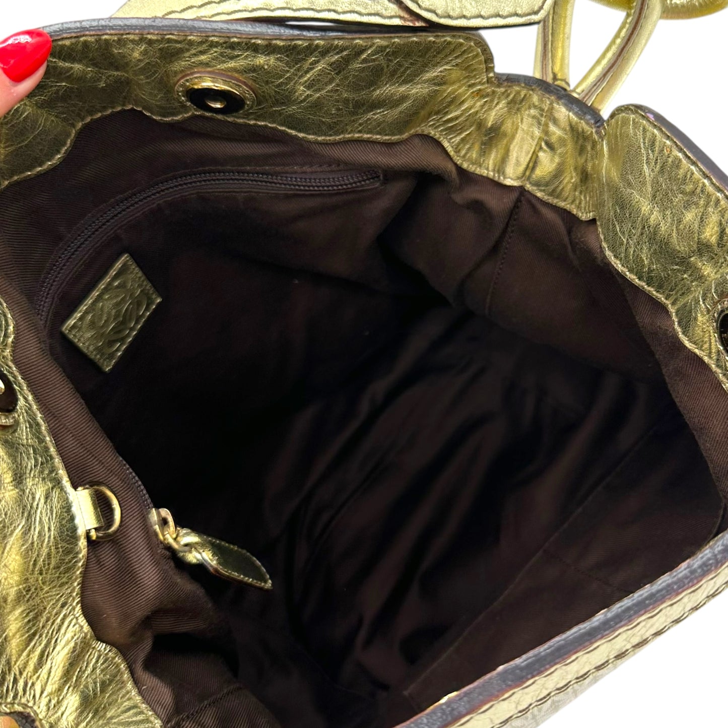 Loewe Gold & Multicolor Anagram Logo Hobo Bag